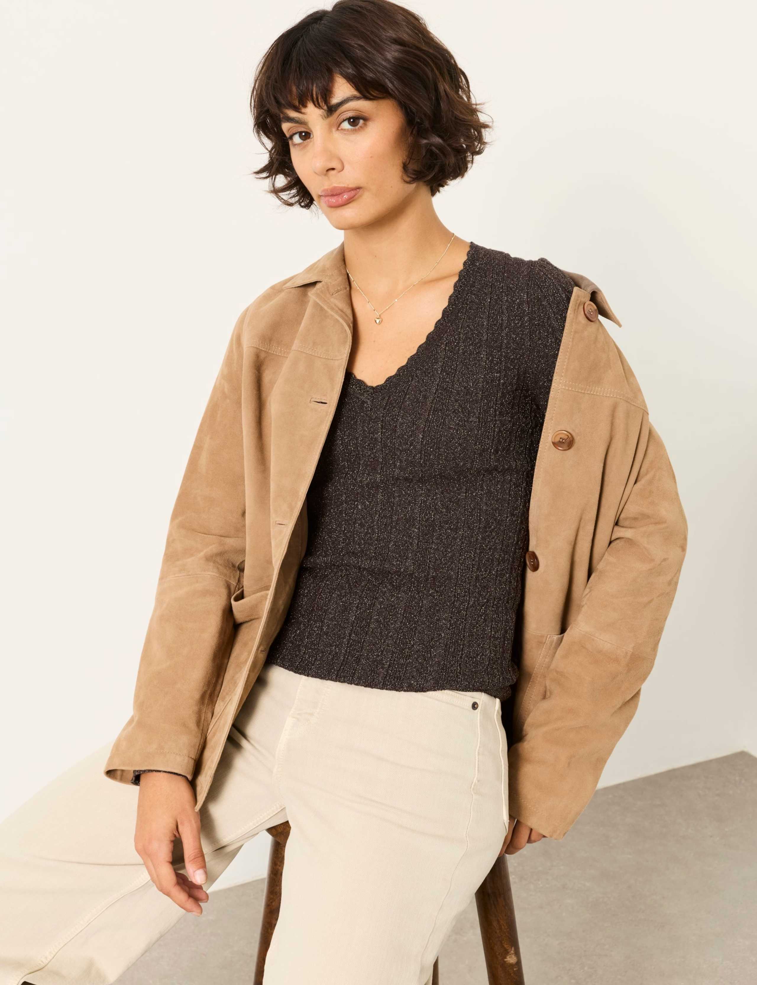 Merino Wool Rich Sparkly V Neck Jumper 5 of 7