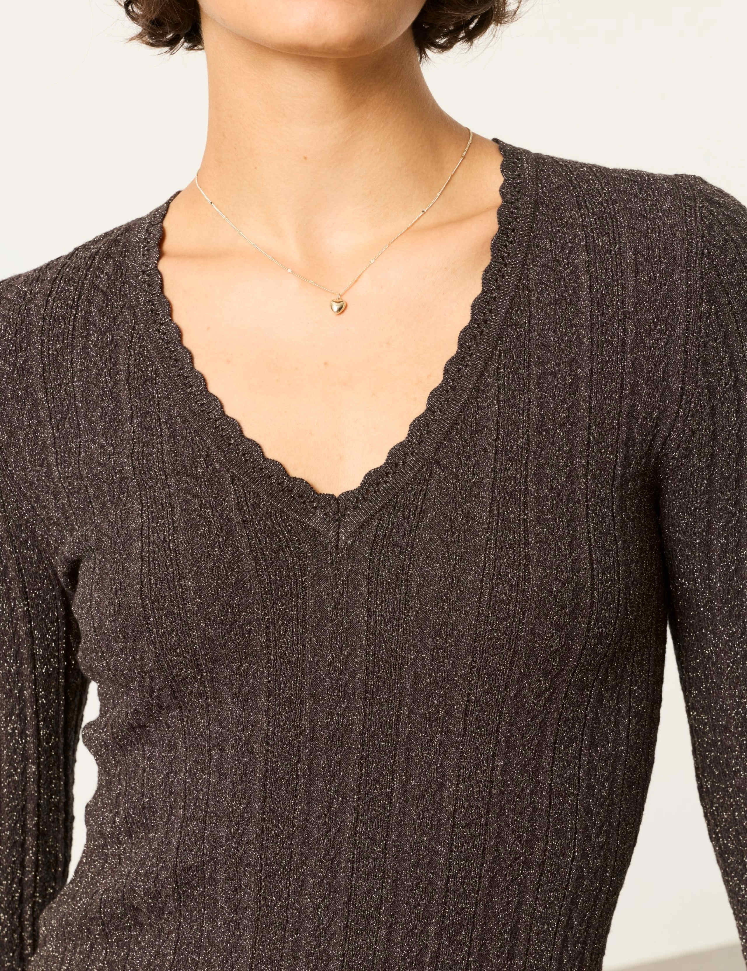 Merino Wool Rich Sparkly V Neck Jumper 7 of 7