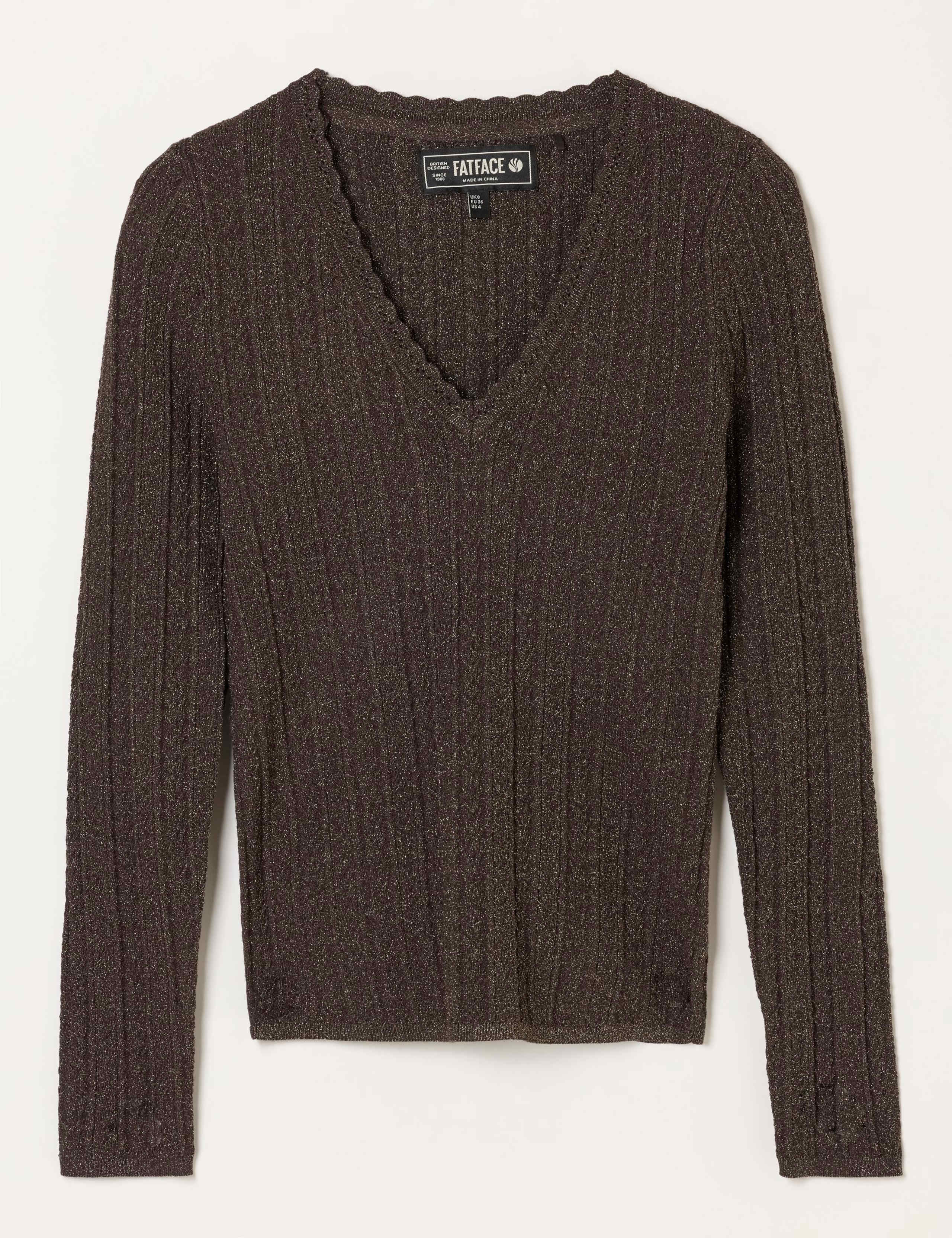 Merino Wool Rich Sparkly V Neck Jumper 2 of 7