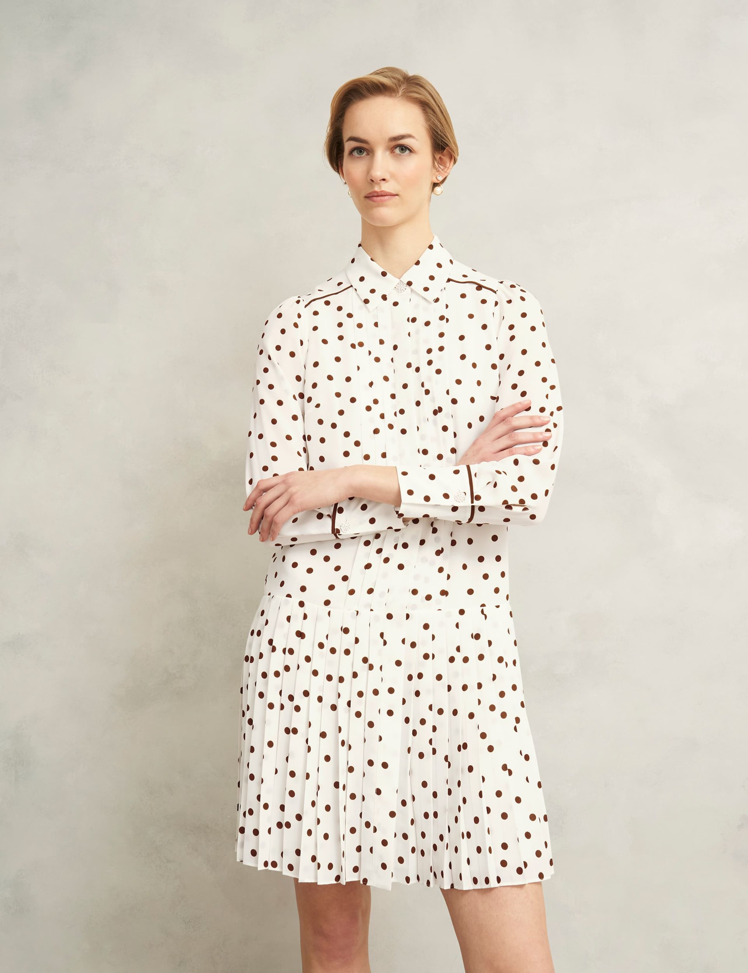 Polka Dot Collared Mini Shift Dress 3 of 9