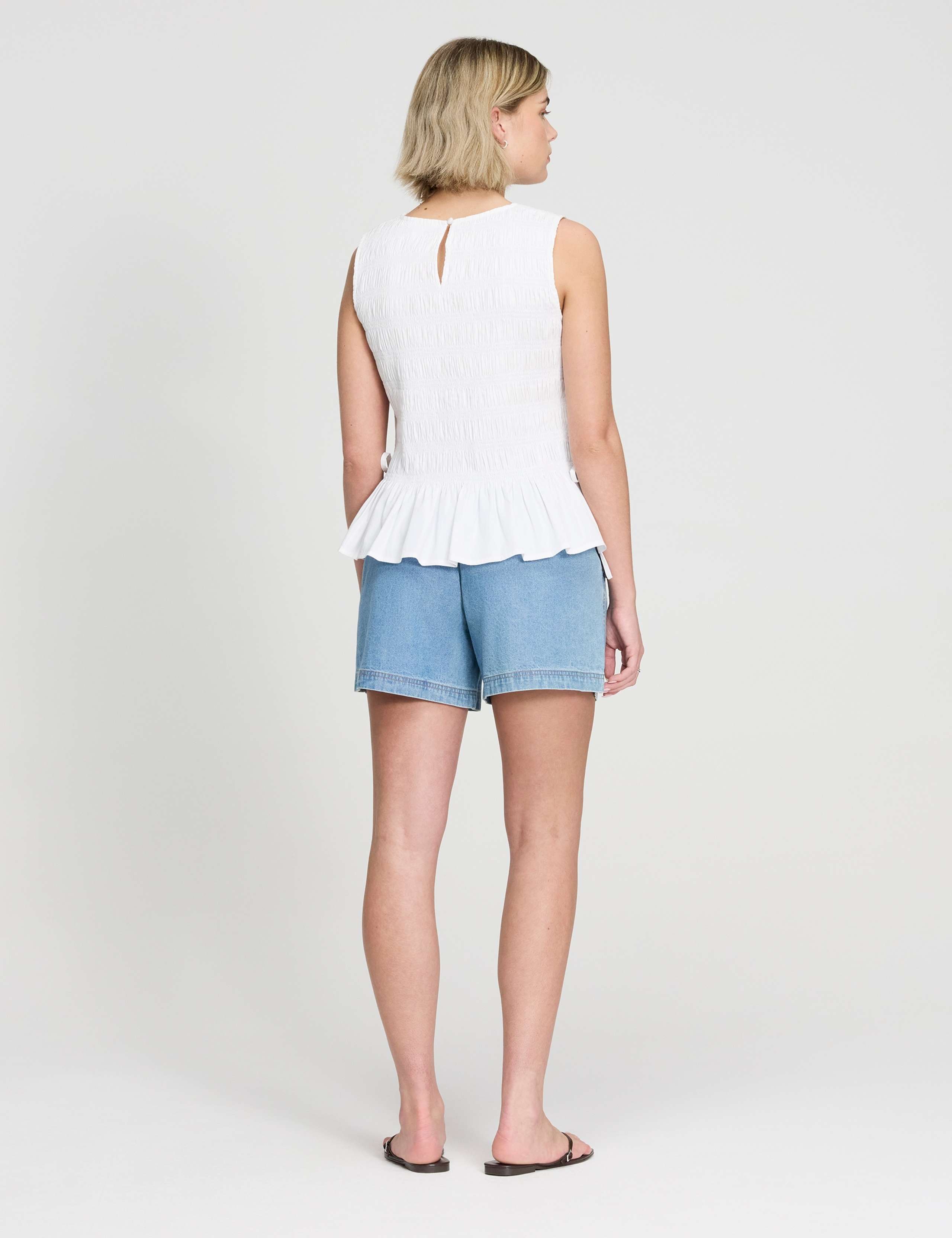 Pure Cotton Shirred Peplum Top 3 of 6