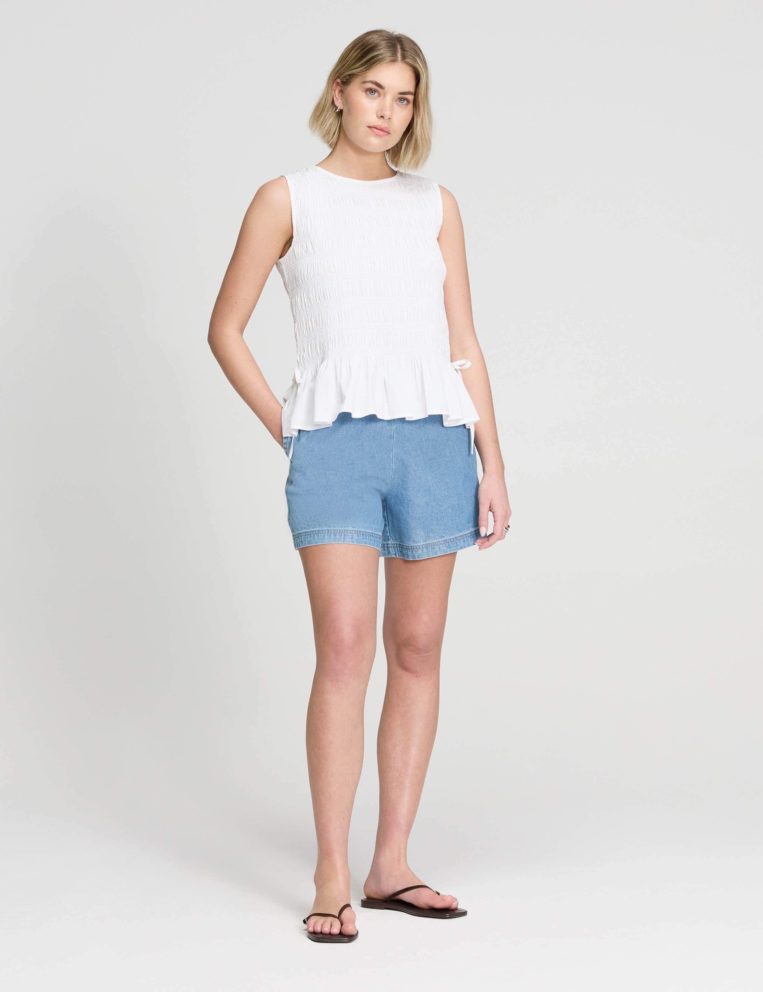 Pure Cotton Shirred Peplum Top 5 of 6