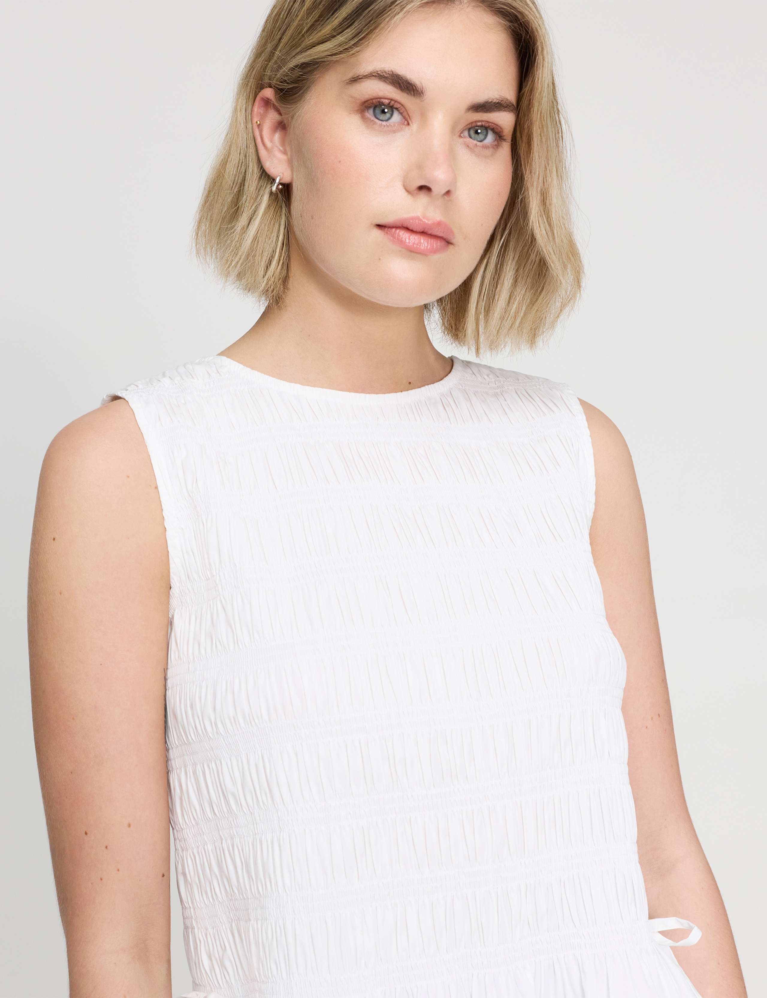 Pure Cotton Shirred Peplum Top 6 of 6
