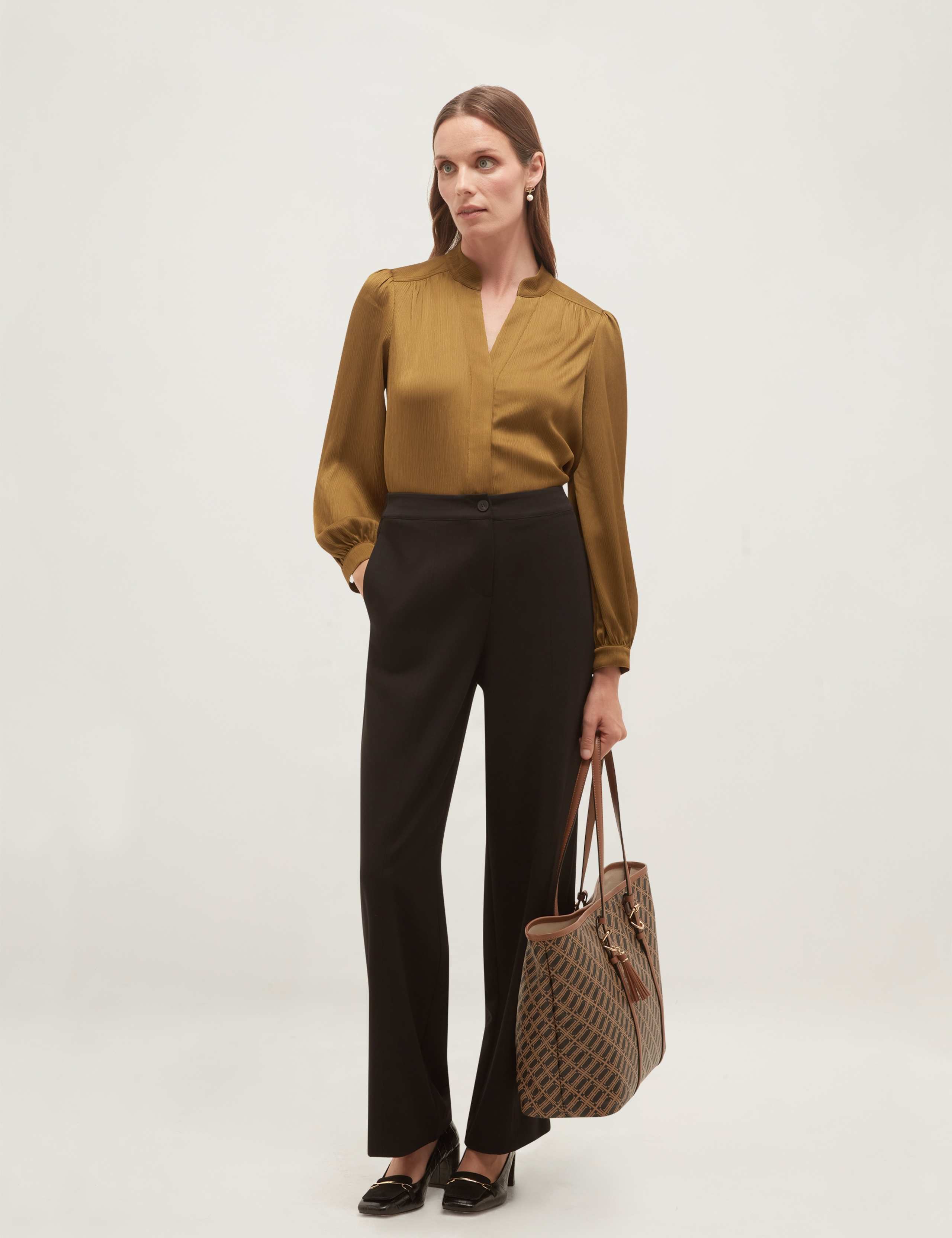 Satin Textured Notch Neck Blouse 4 of 5