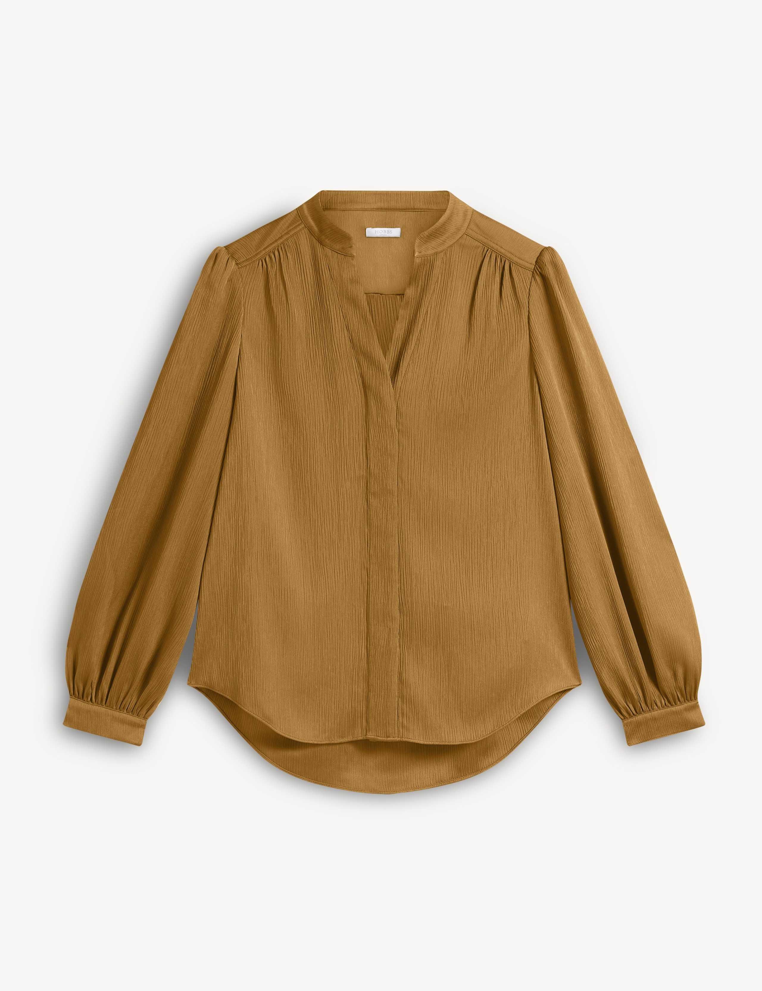 Satin Textured Notch Neck Blouse 2 of 5
