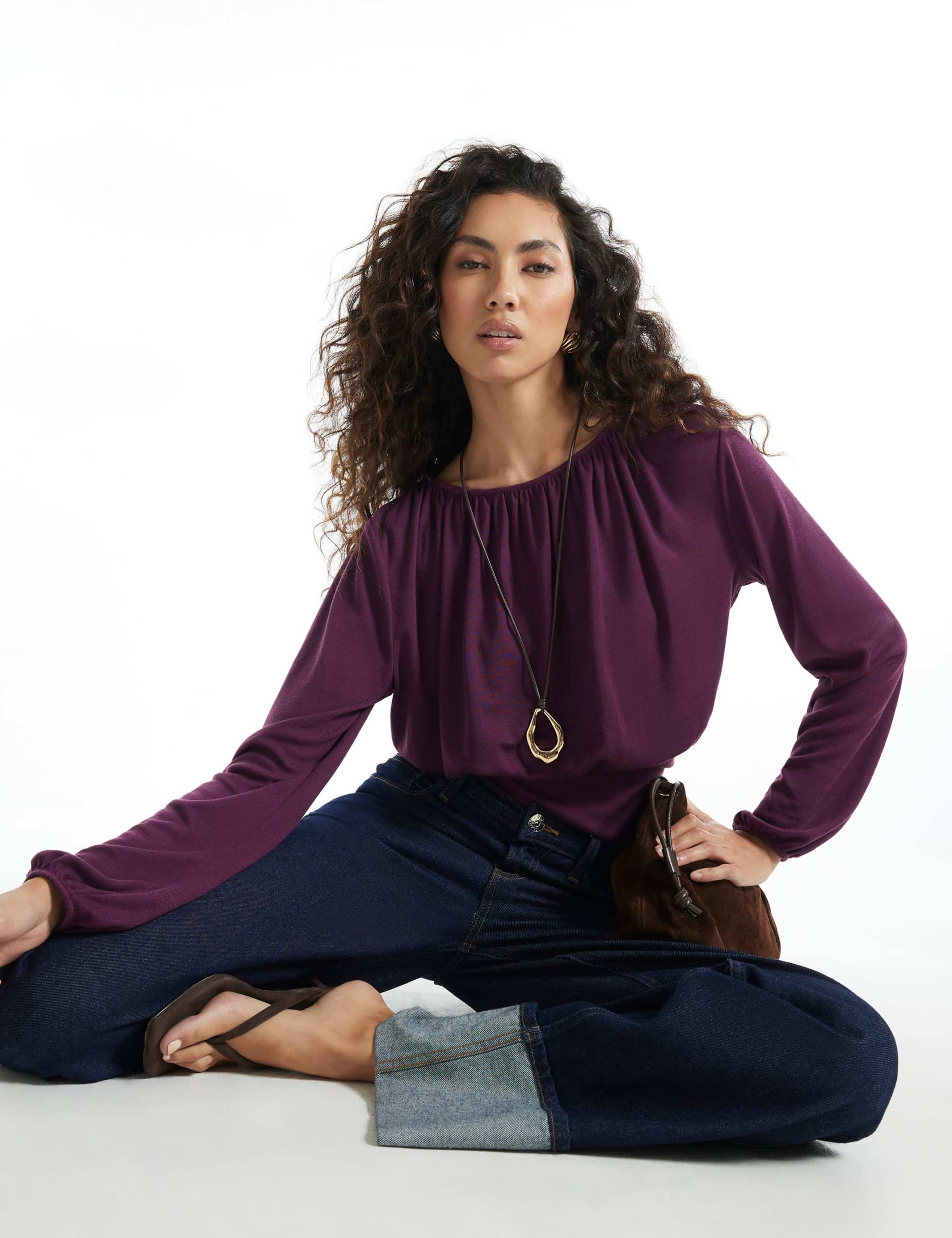 Ruched Neck Banded Top 2 of 6