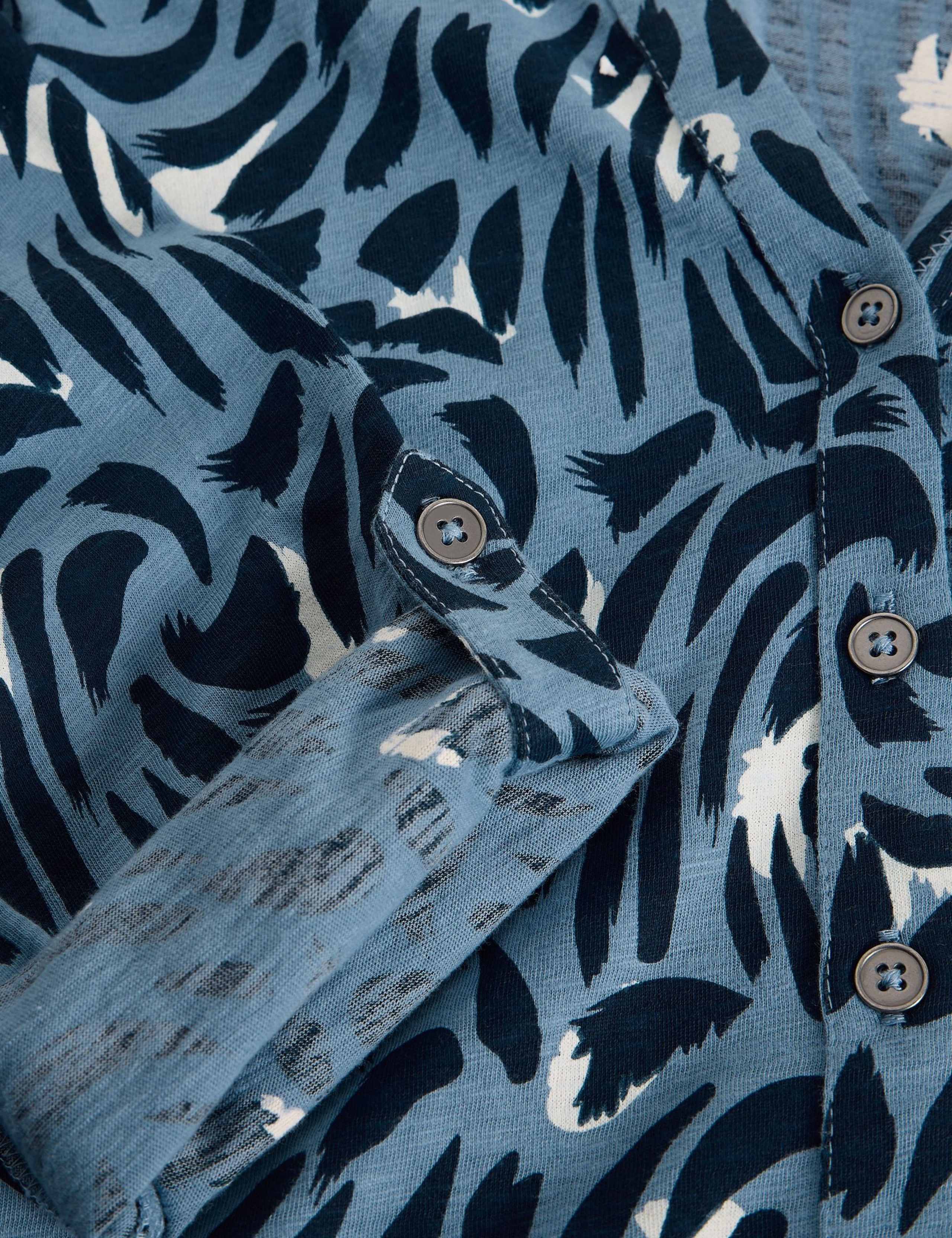 Pure Cotton Printed V-Neck Shirt 5 of 6