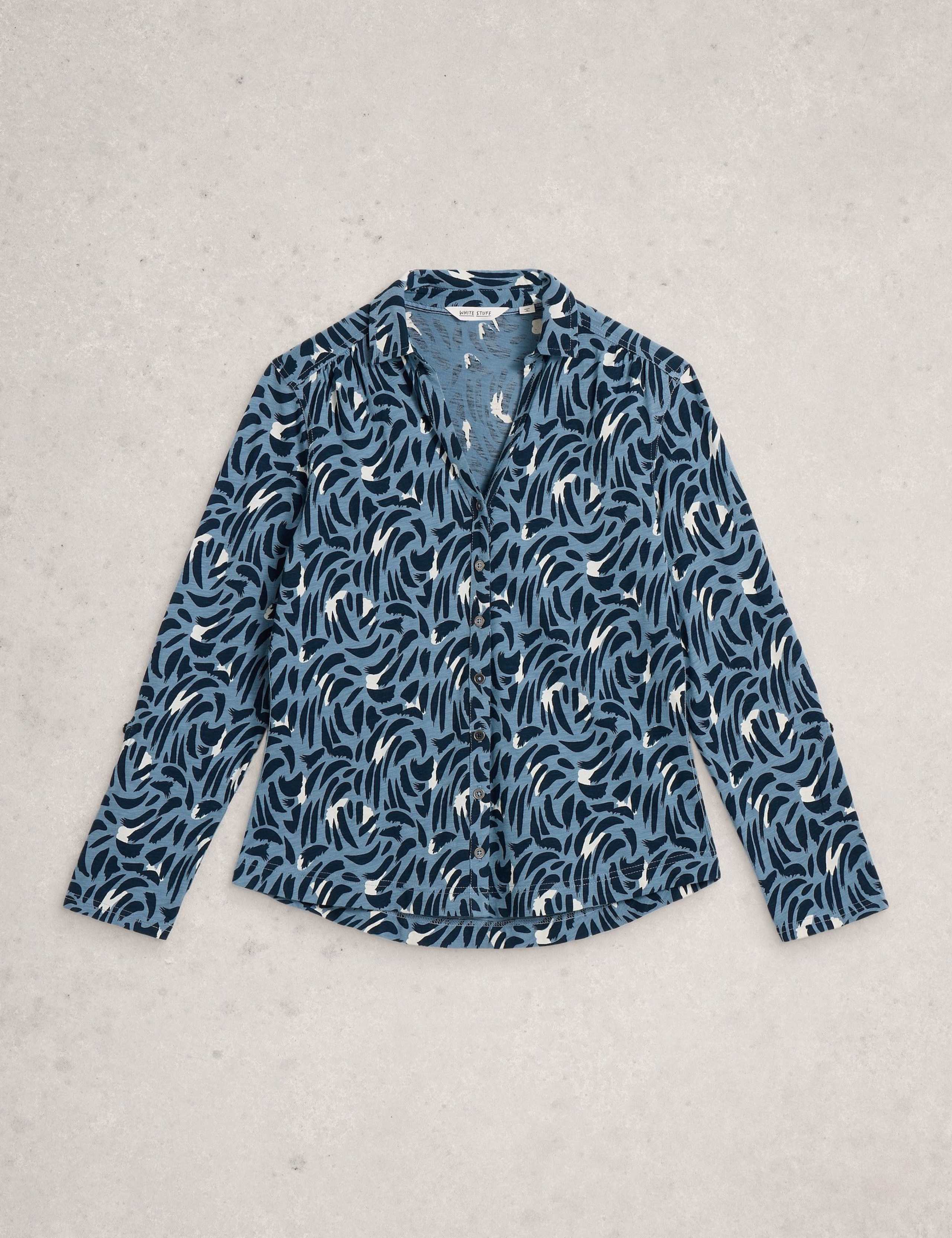 Pure Cotton Printed V-Neck Shirt 2 of 6