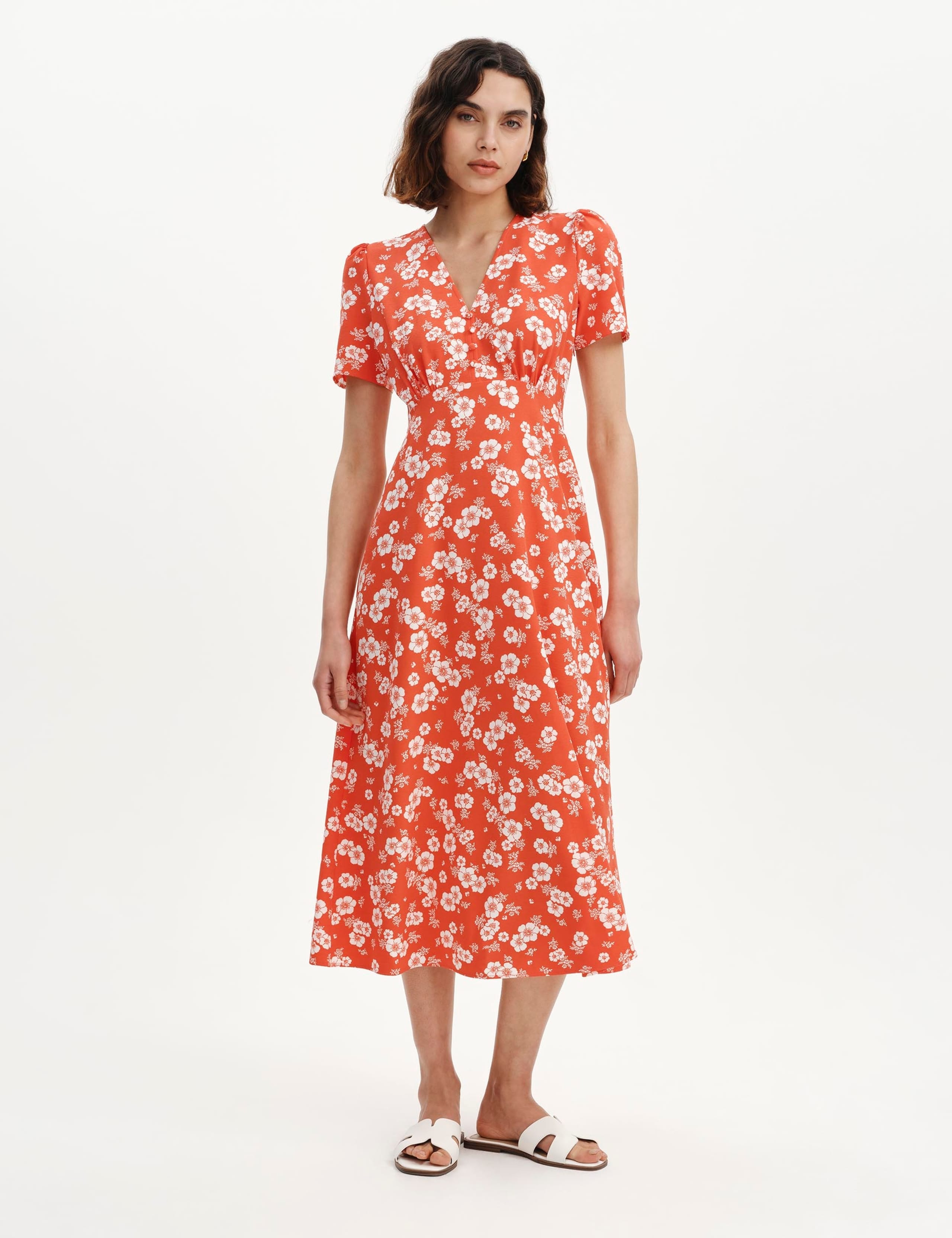 Floral V-Neck Midi Tea Dress 1 of 6