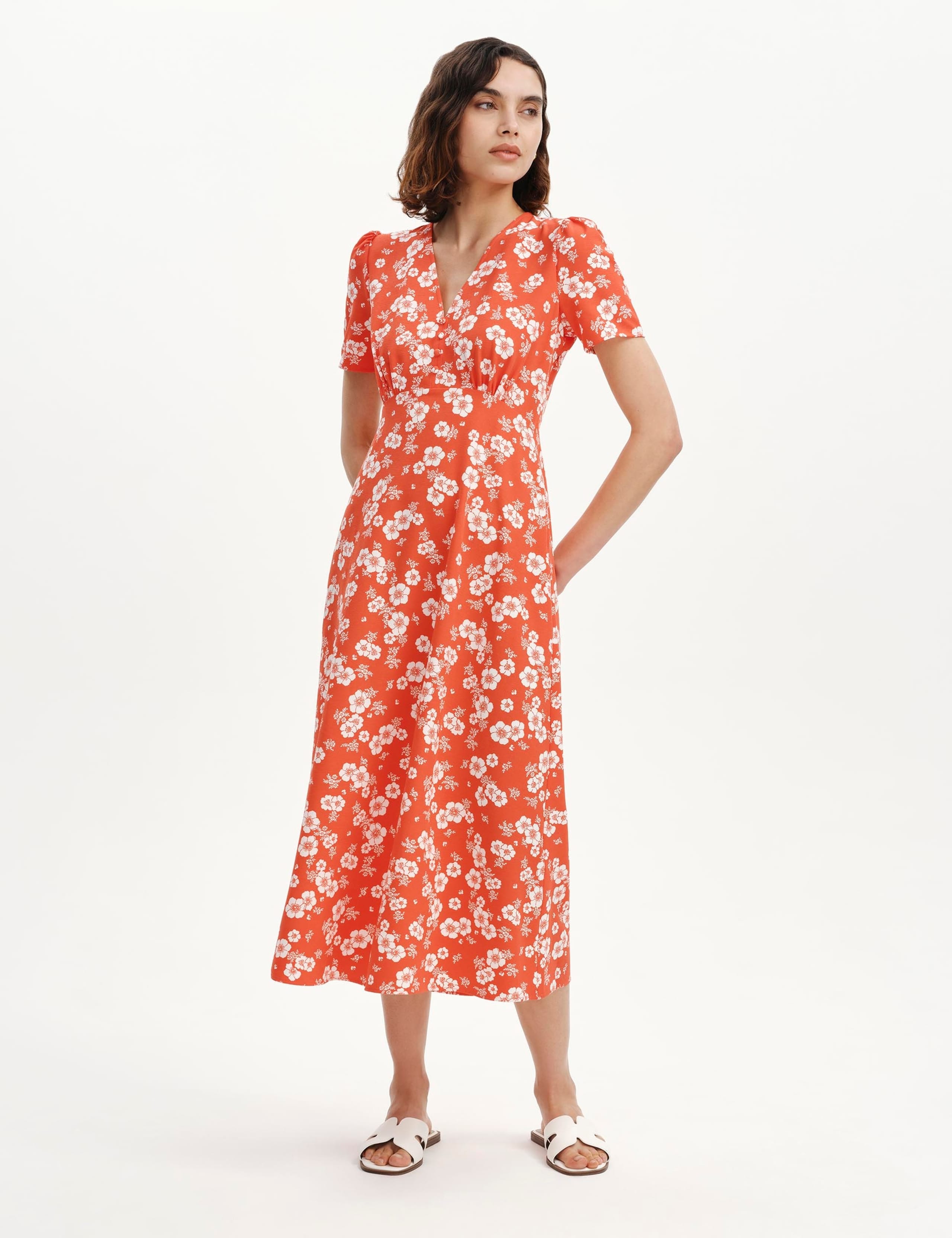 Floral V-Neck Midi Tea Dress 5 of 6