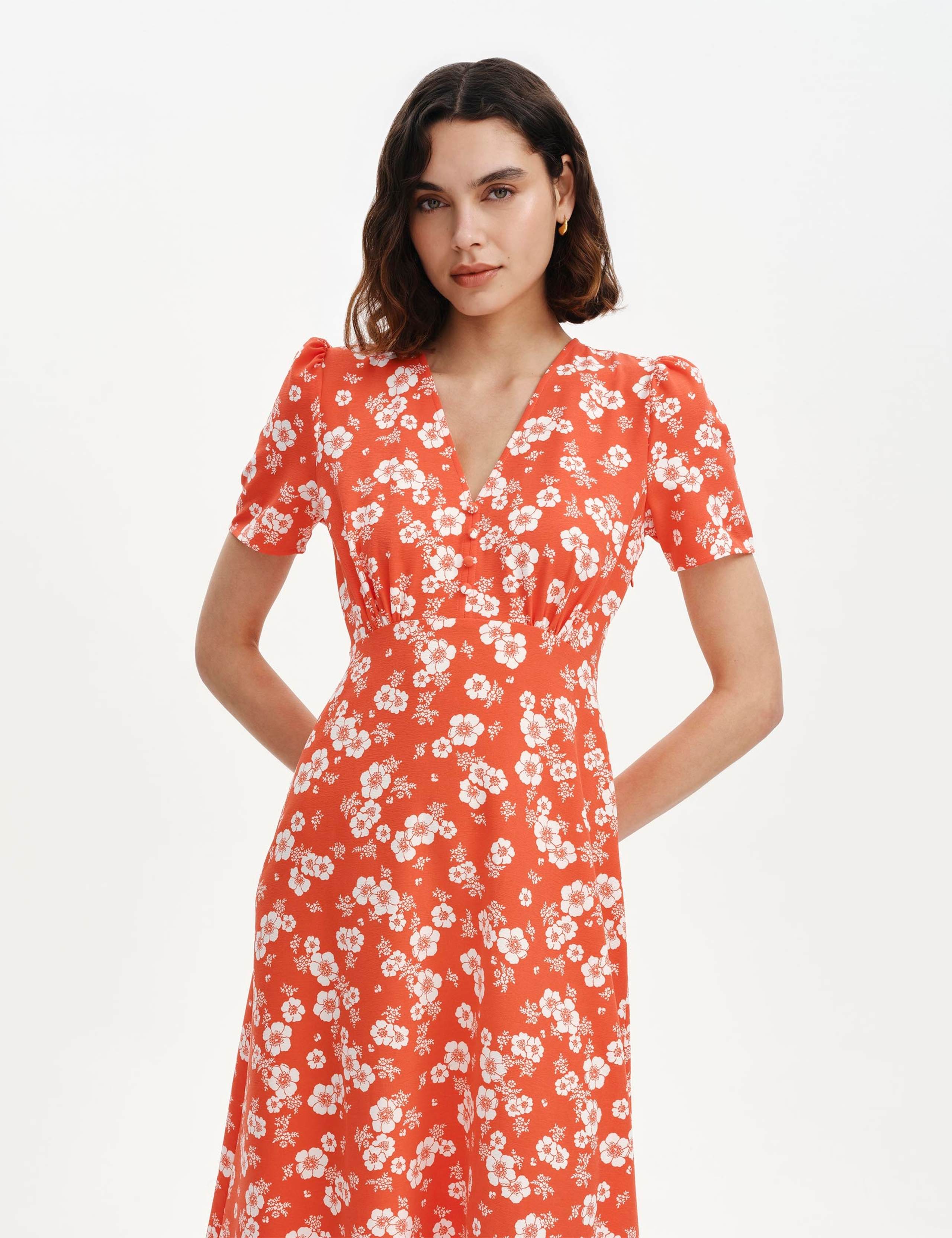 Floral V-Neck Midi Tea Dress 6 of 6