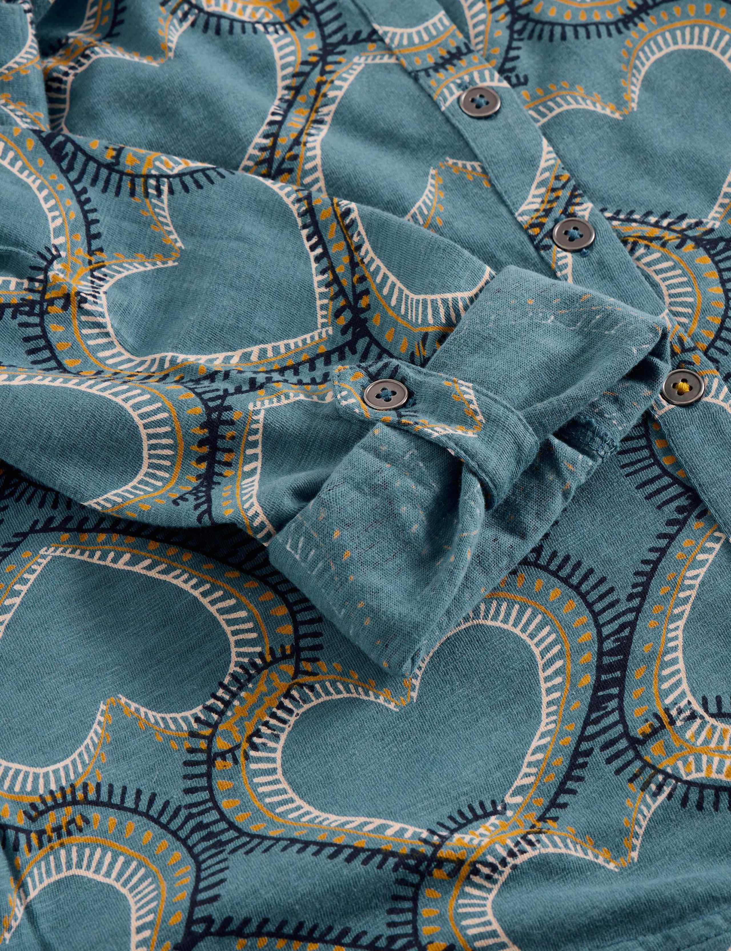 Pure Cotton Jersey Leaf Print Collared Shirt 6 of 6