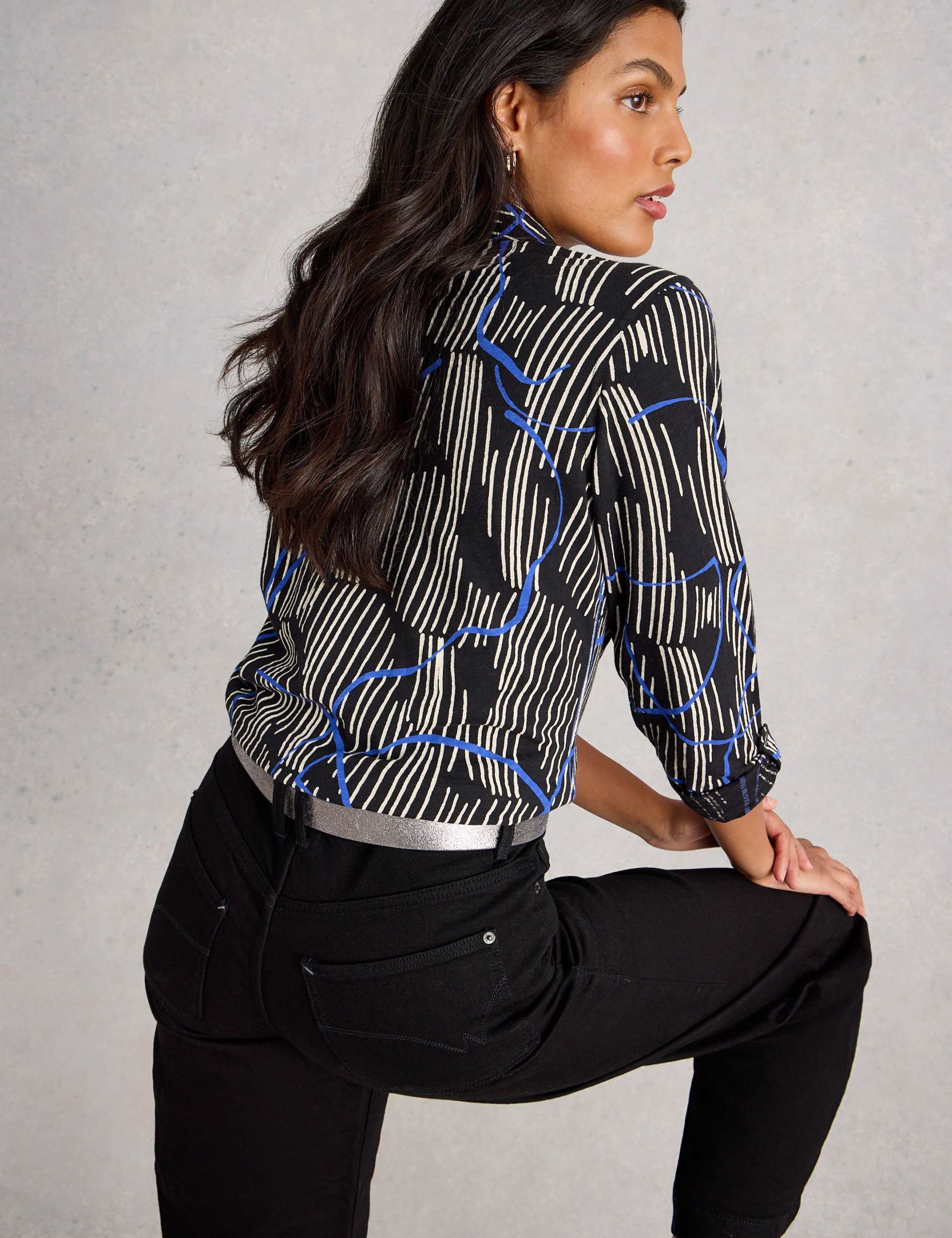 Pure Cotton Jersey Leaf Print Collared Shirt 6 of 6