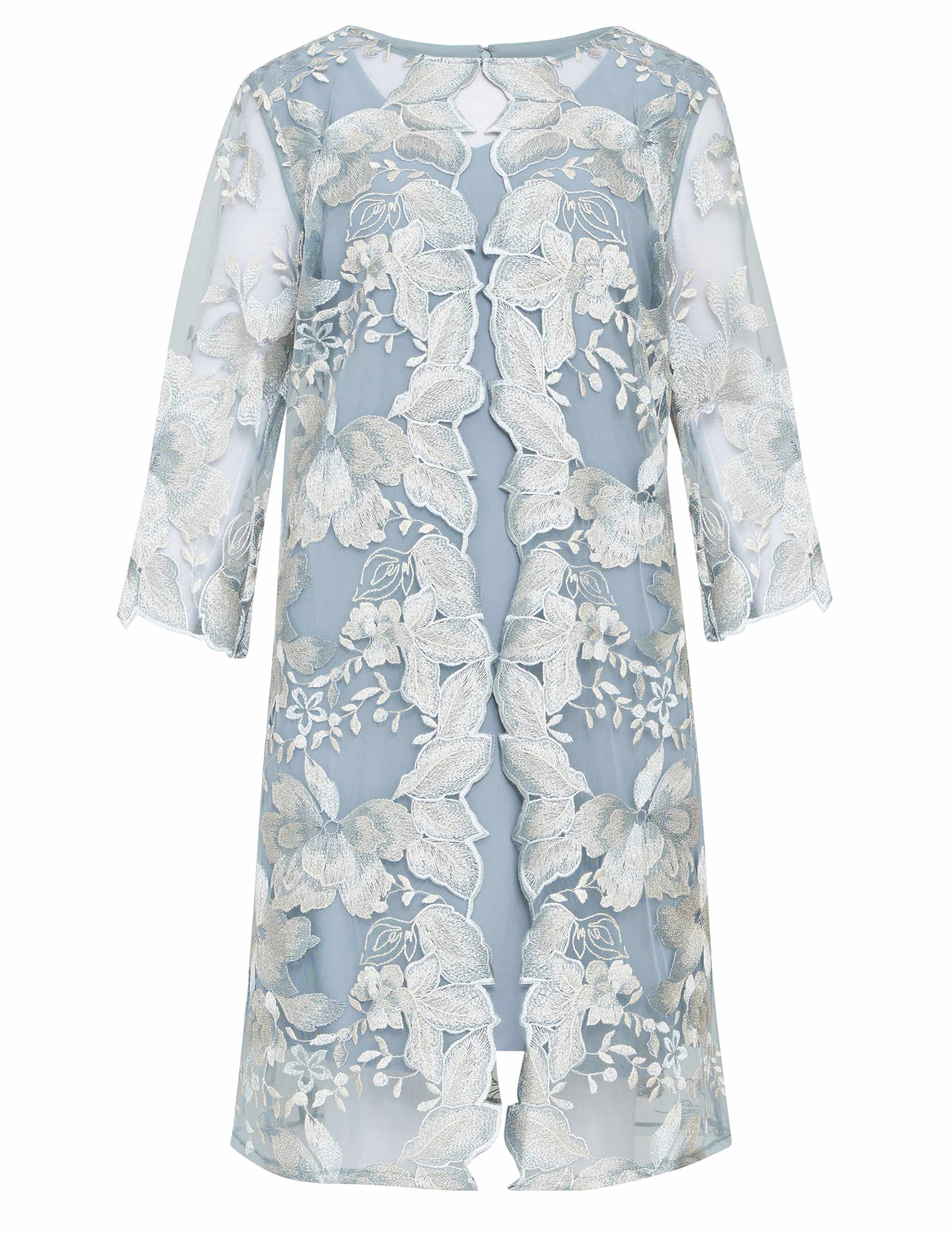 Embroidered Lace Knee Length Shift Dress 2 of 6