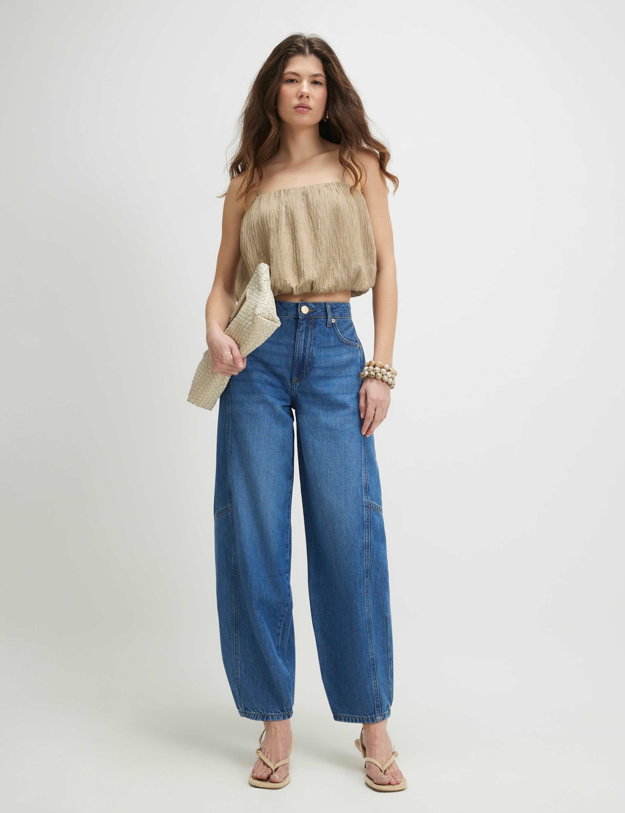 High Waisted Barrel Jeans 1 of 4