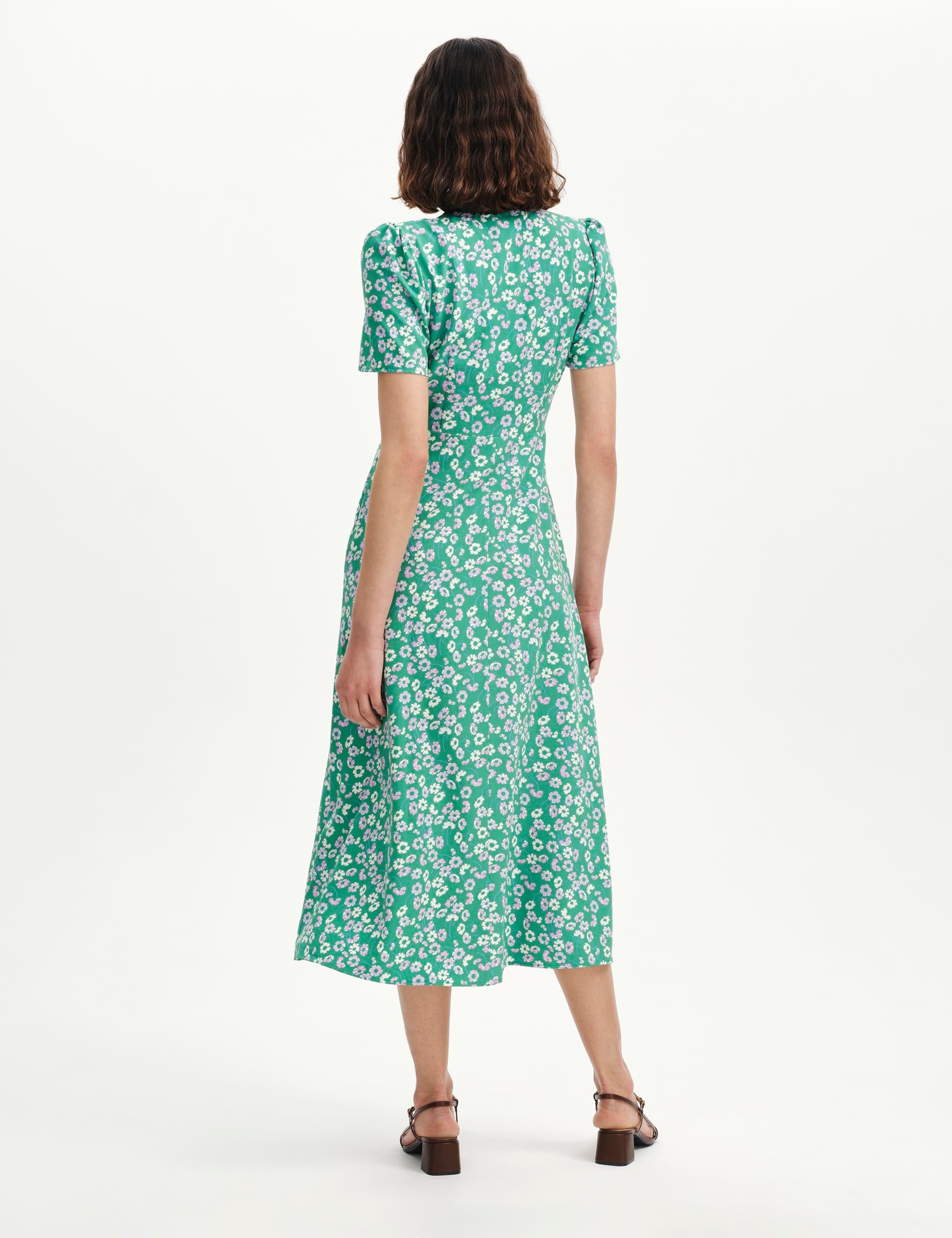Floral V-Neck Midi Tea Dress 4 of 6