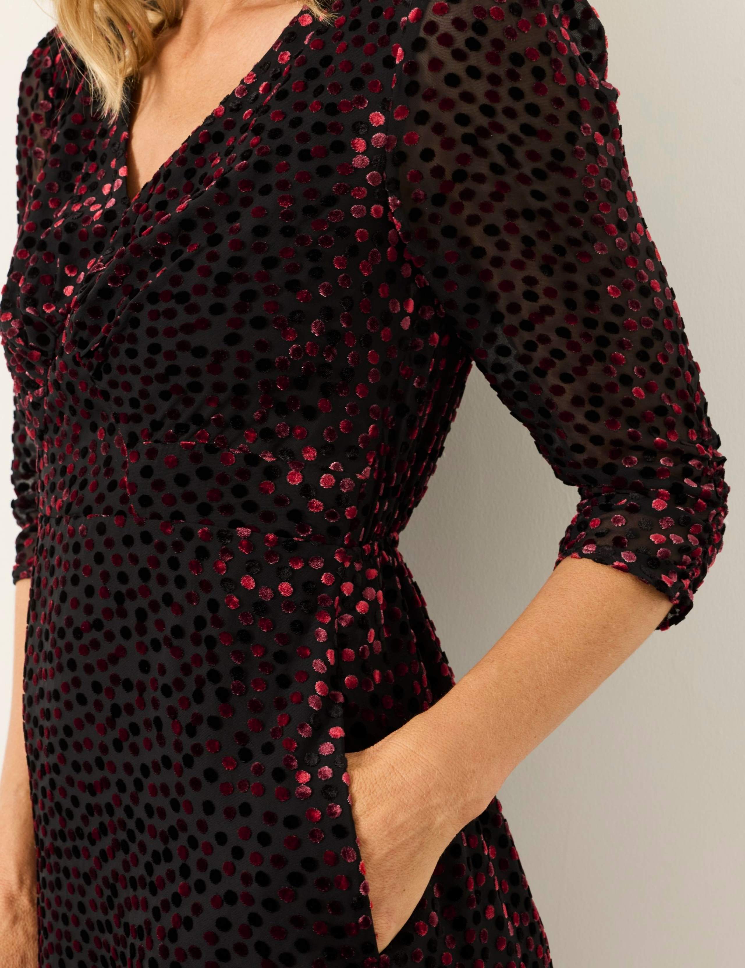 Printed V Neck Mini Waisted Dress 6 of 6
