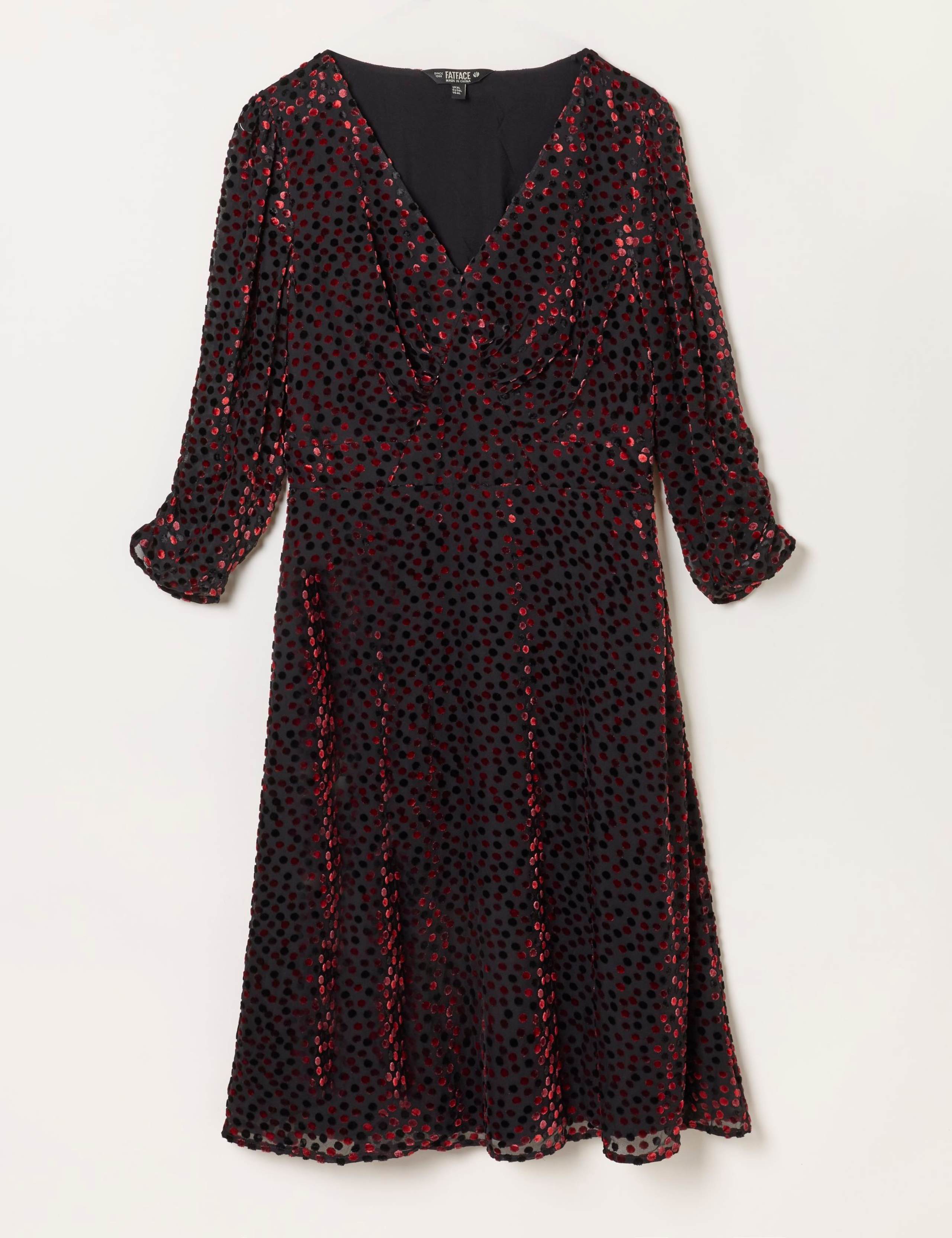 Printed V Neck Mini Waisted Dress 2 of 6
