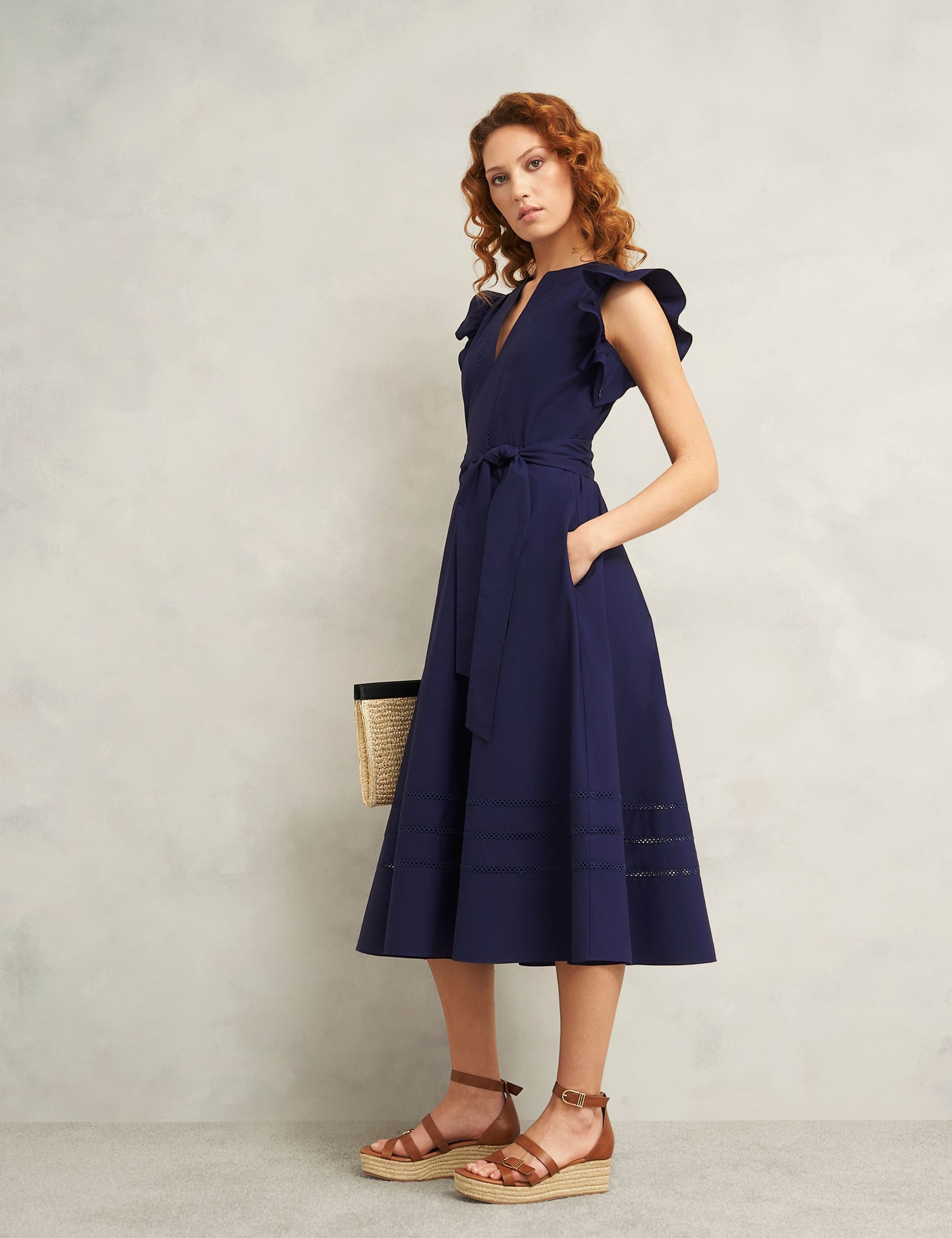 Pure Cotton Notch Neck Midi Skater Dress 3 of 7