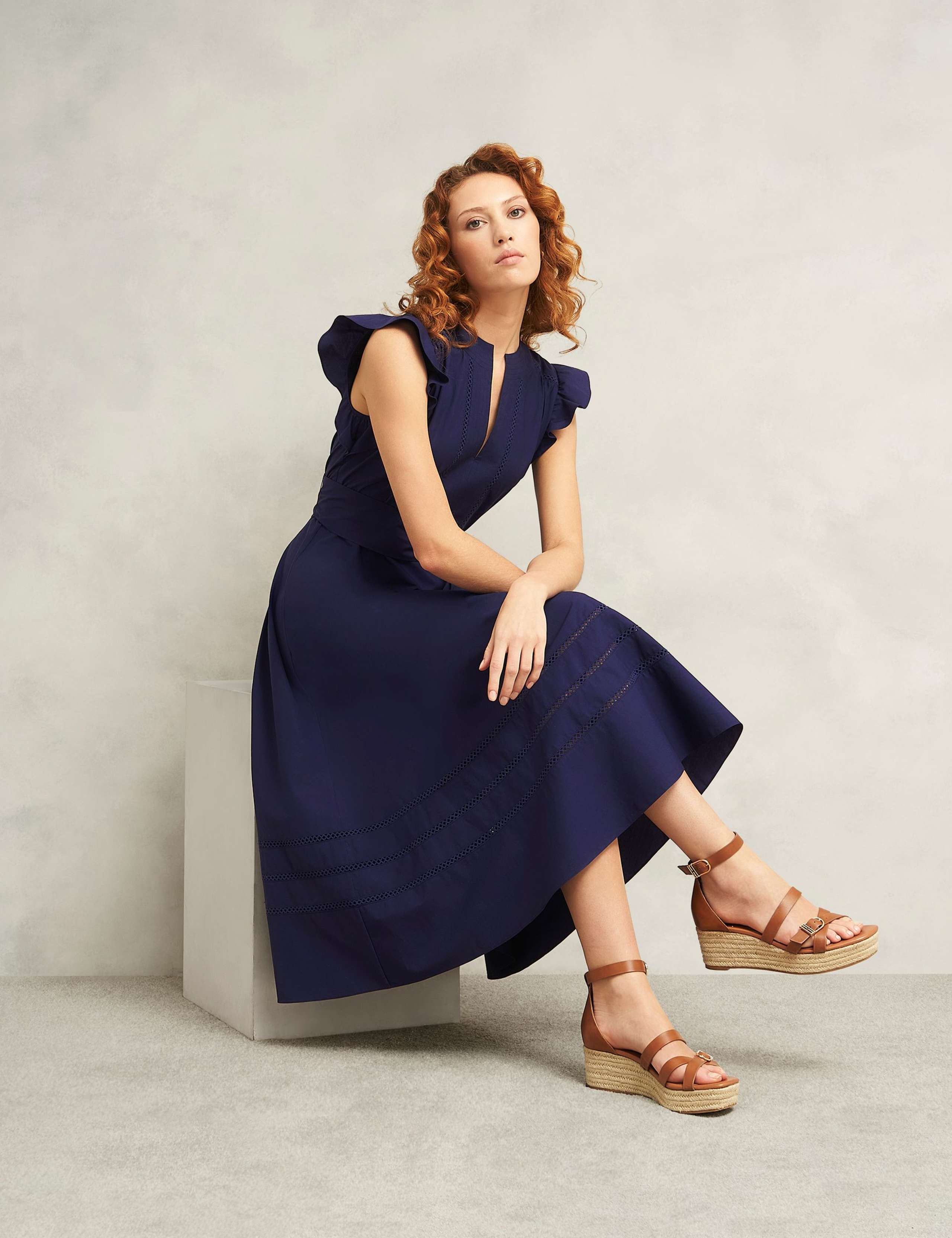 Pure Cotton Notch Neck Midi Skater Dress 4 of 7