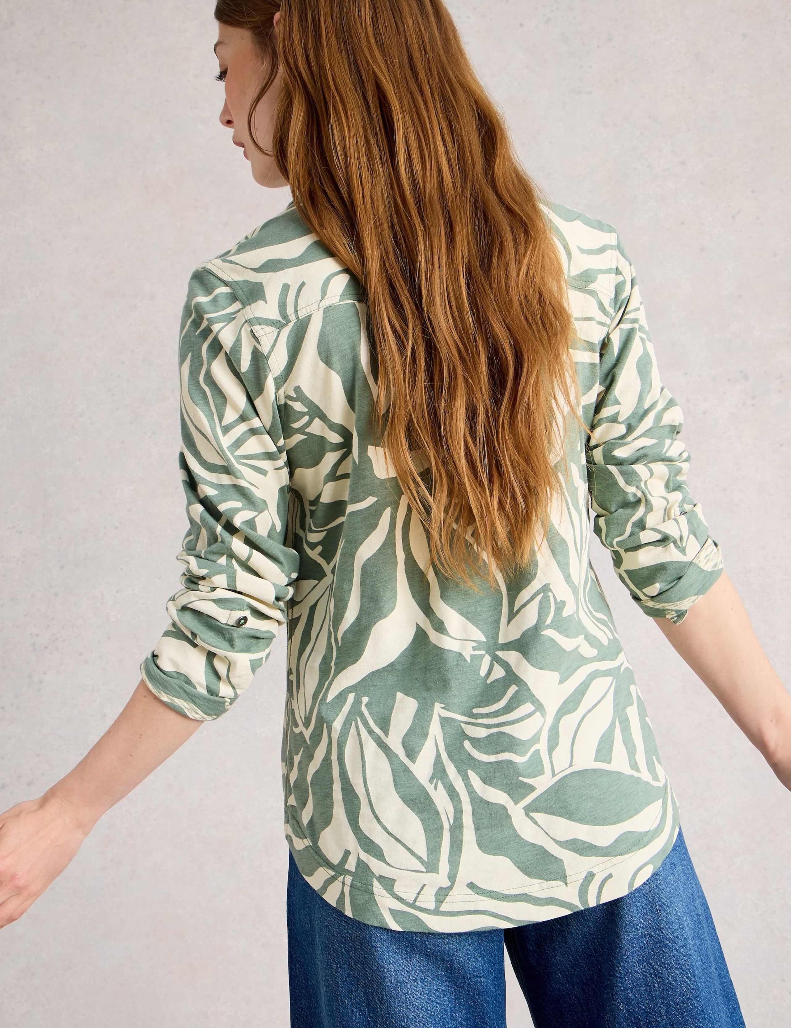 Pure Cotton Printed V-Neck Blouse 4 of 6