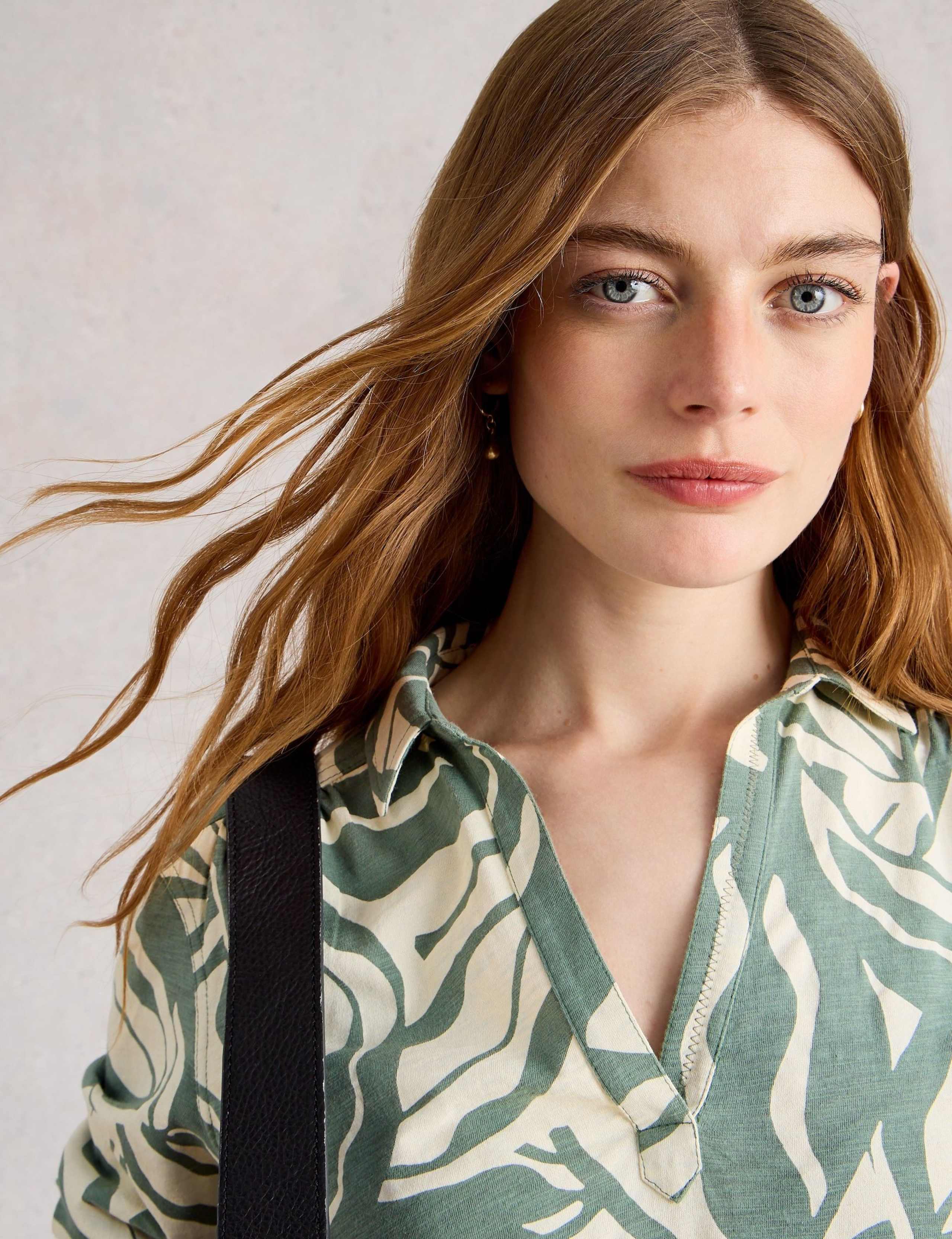 Pure Cotton Printed V-Neck Blouse 6 of 6