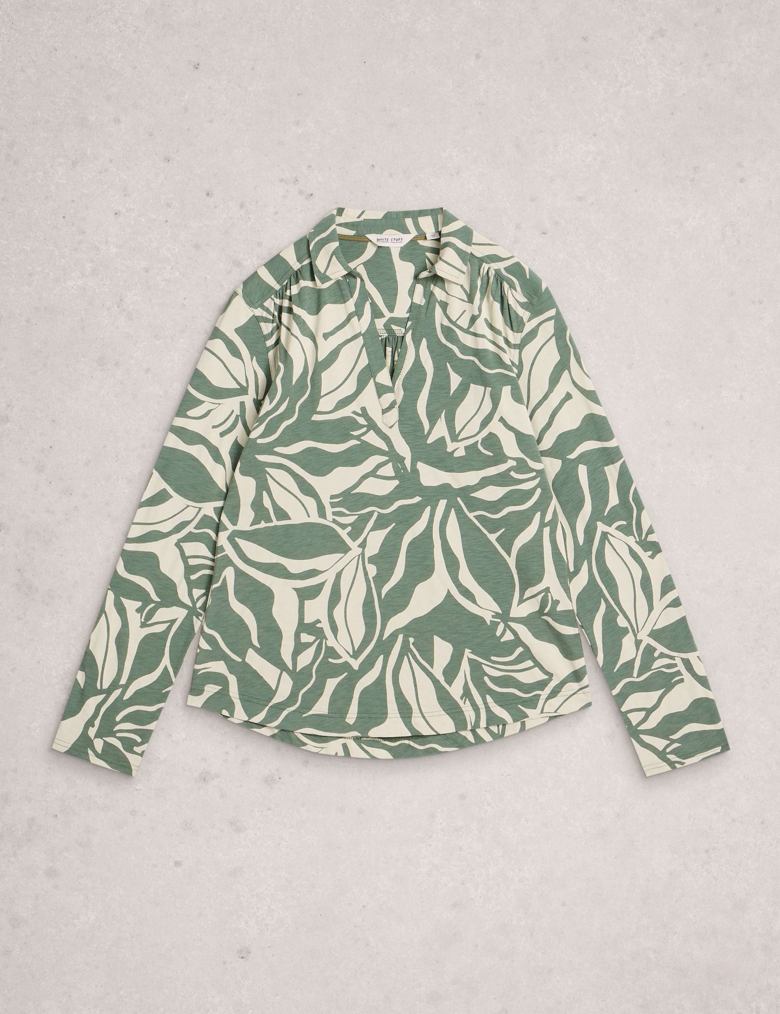 Pure Cotton Printed V-Neck Blouse 2 of 6