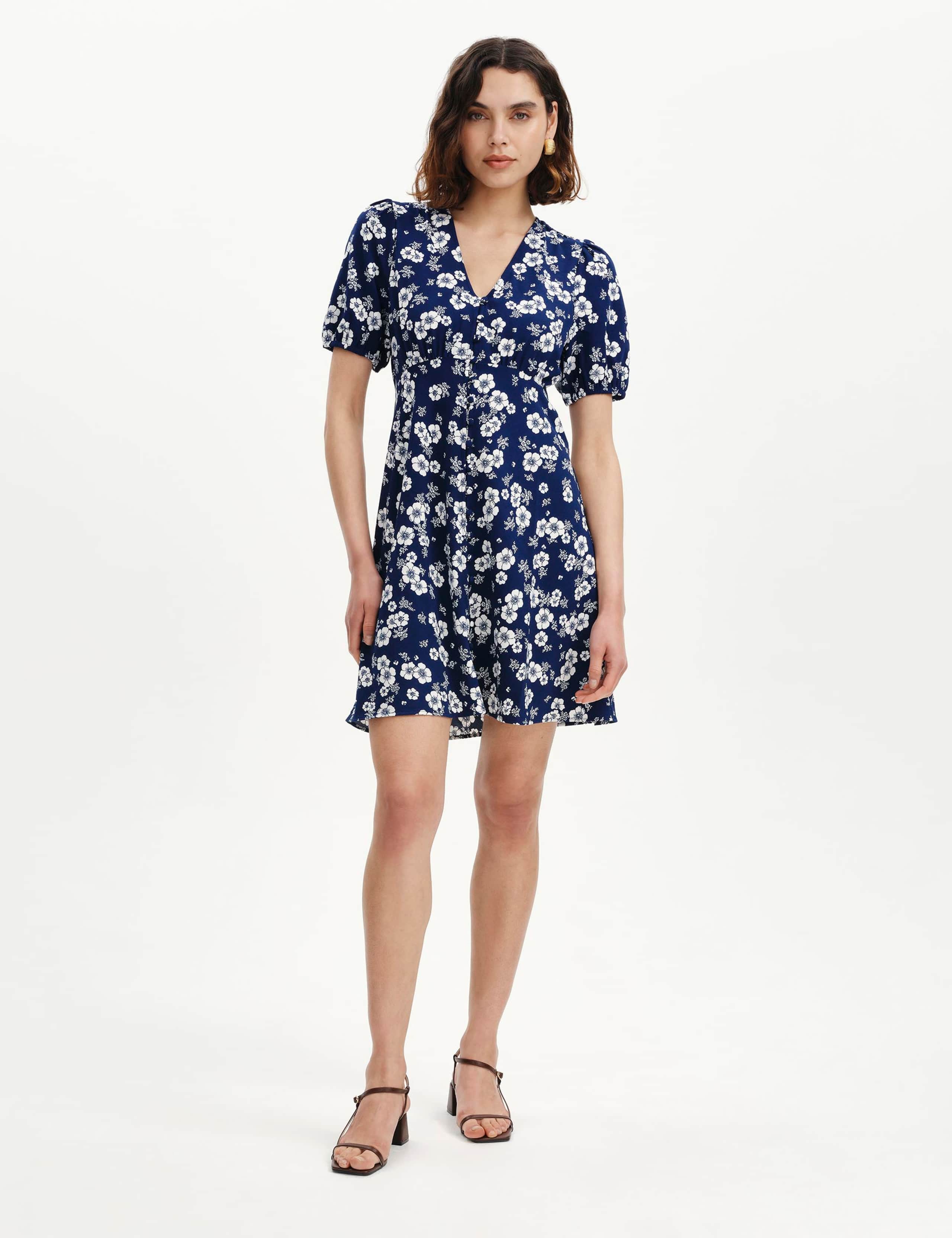 Floral V-Neck Mini Tea Dress 2 of 5