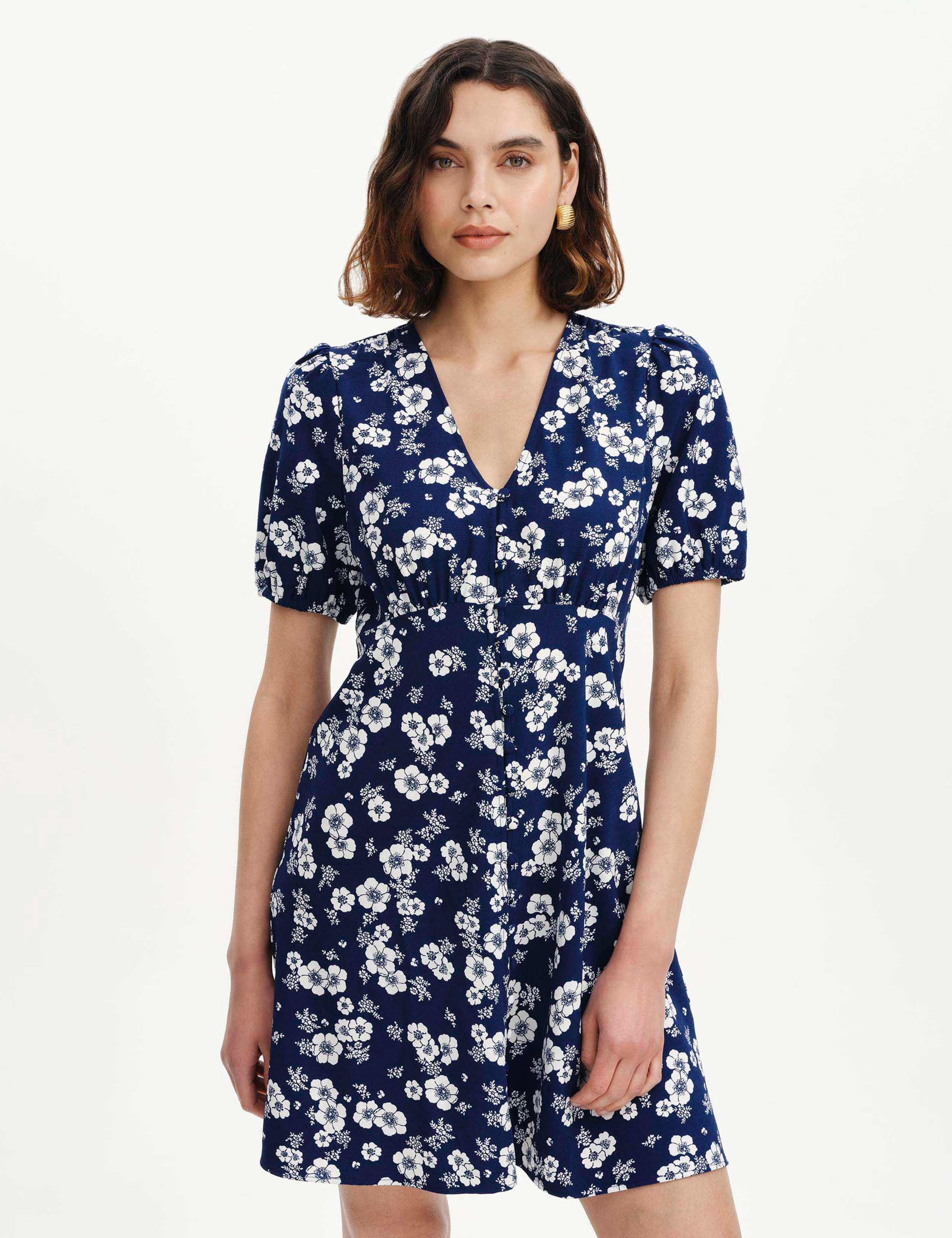 Floral V-Neck Mini Tea Dress 4 of 5