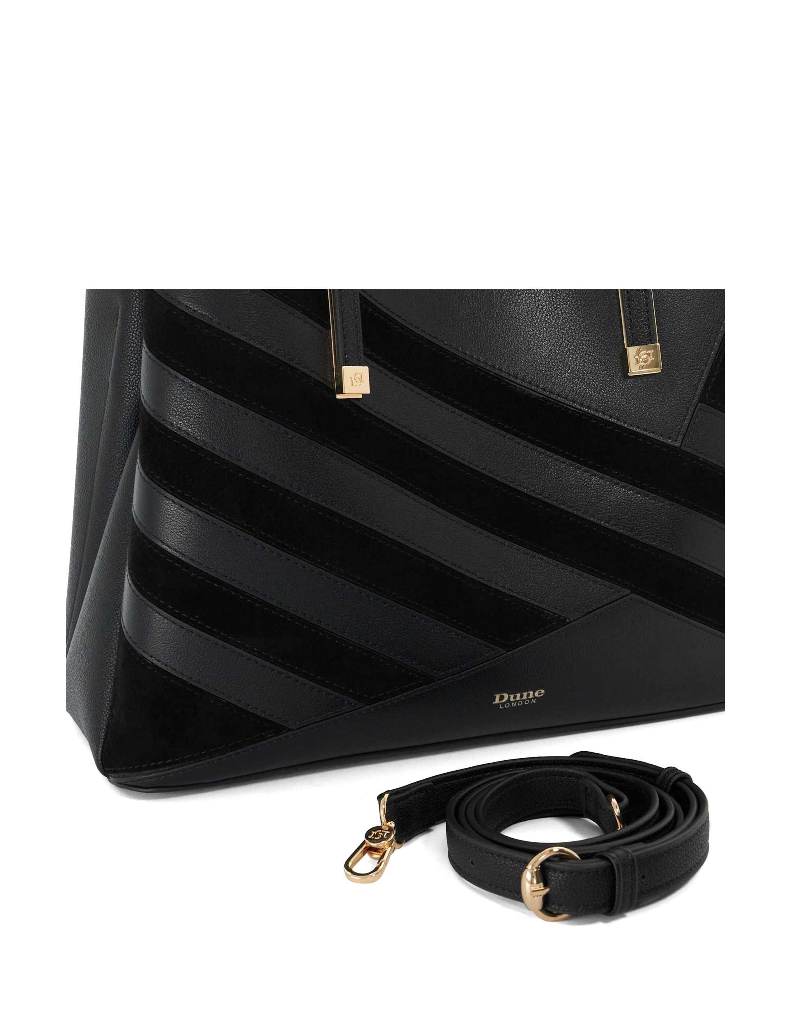 Leather Blend Striped Textured Tote Bag 4 of 5