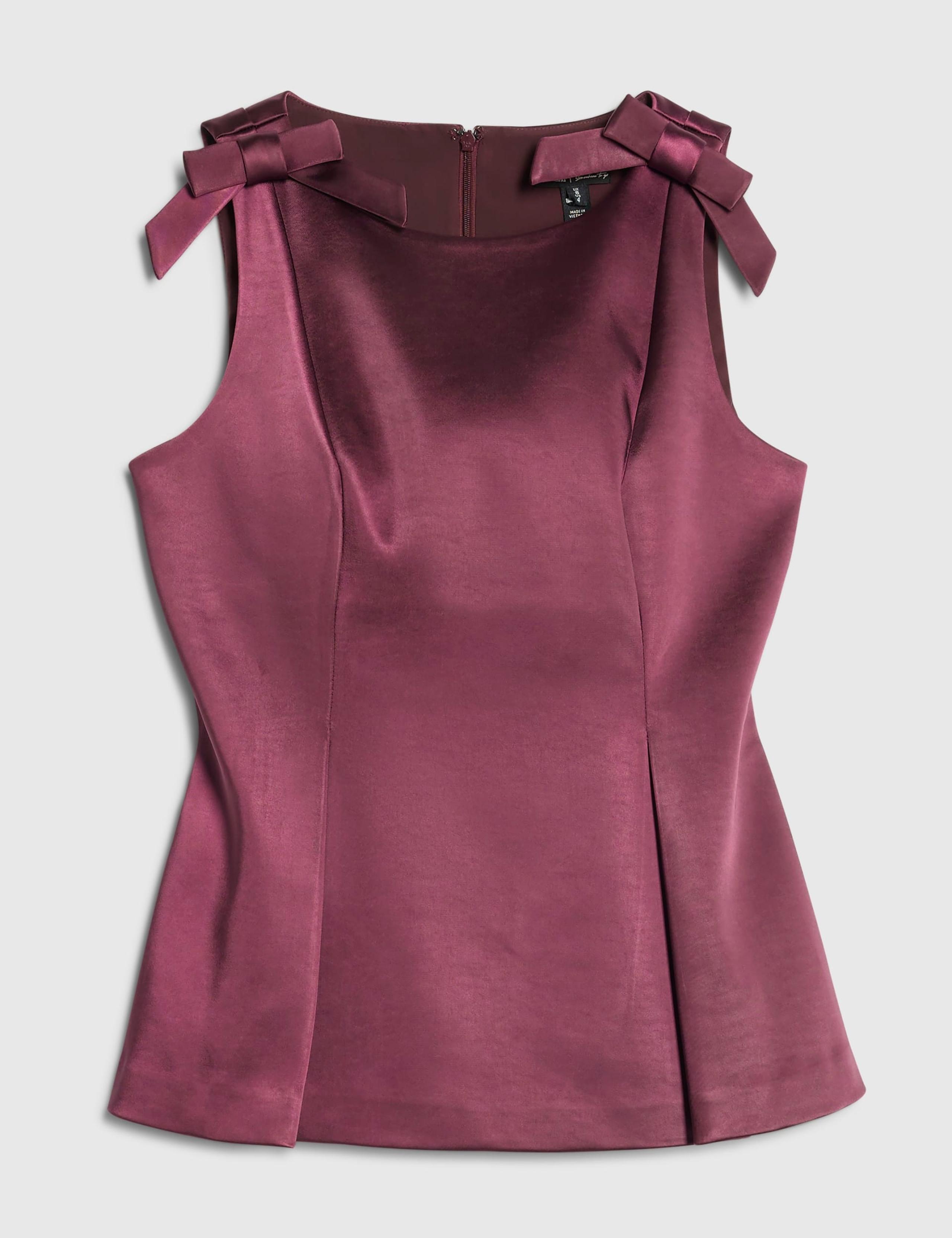 Satin Boat Neck Flared Top 6 of 6