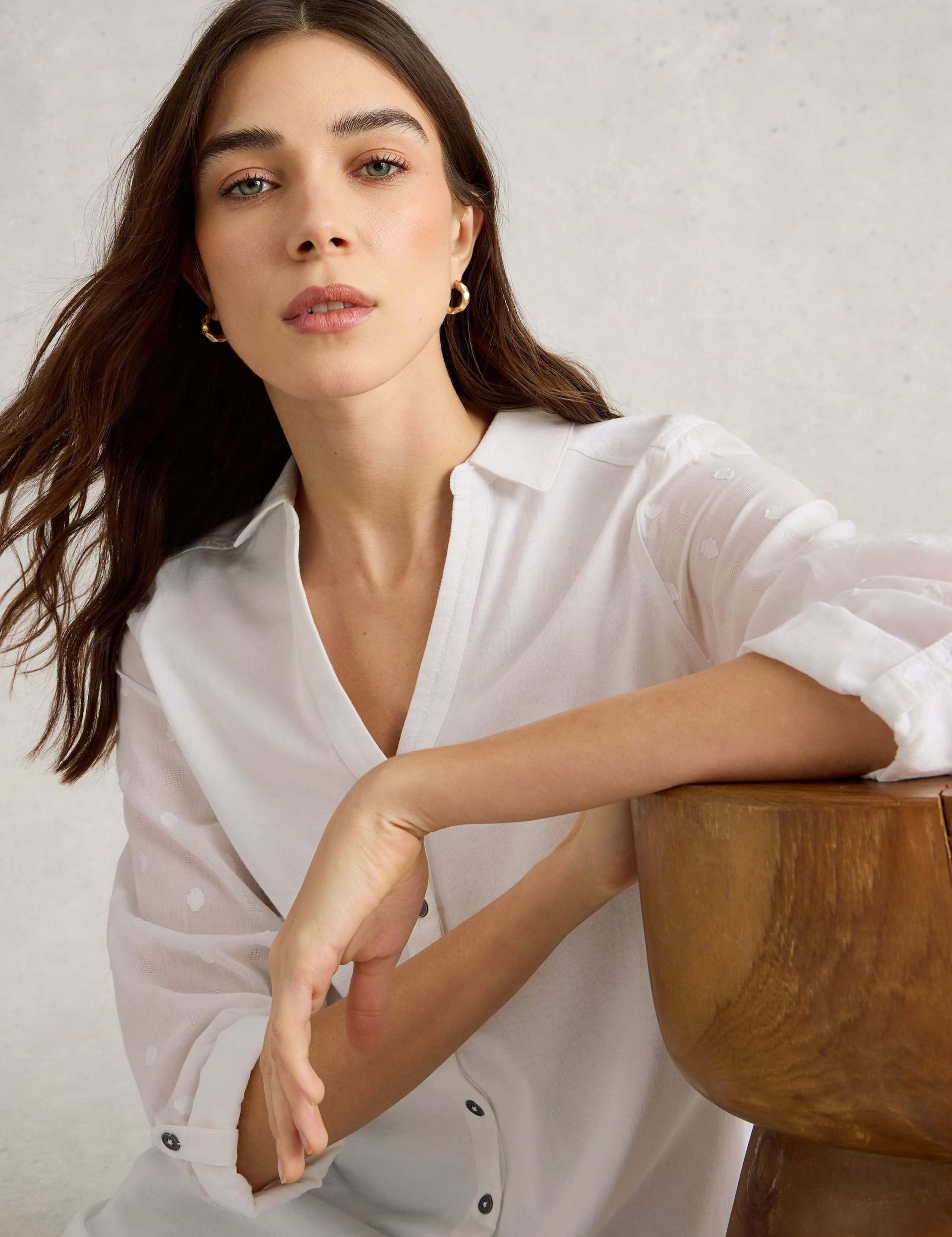 Pure Cotton Collared Longline Shirt 5 of 6