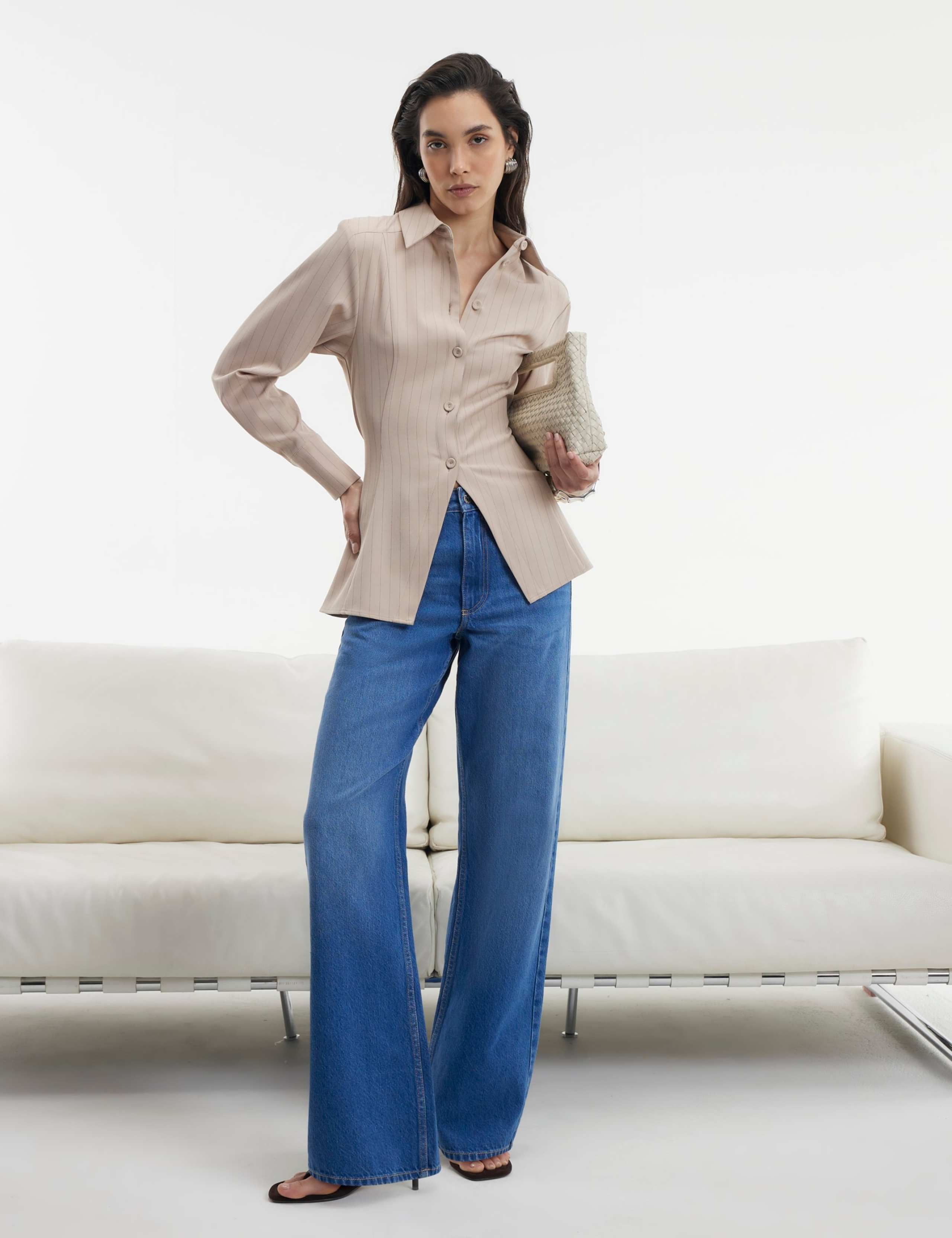 Relaxed High Waisted Straight Leg Jeans 1 of 4
