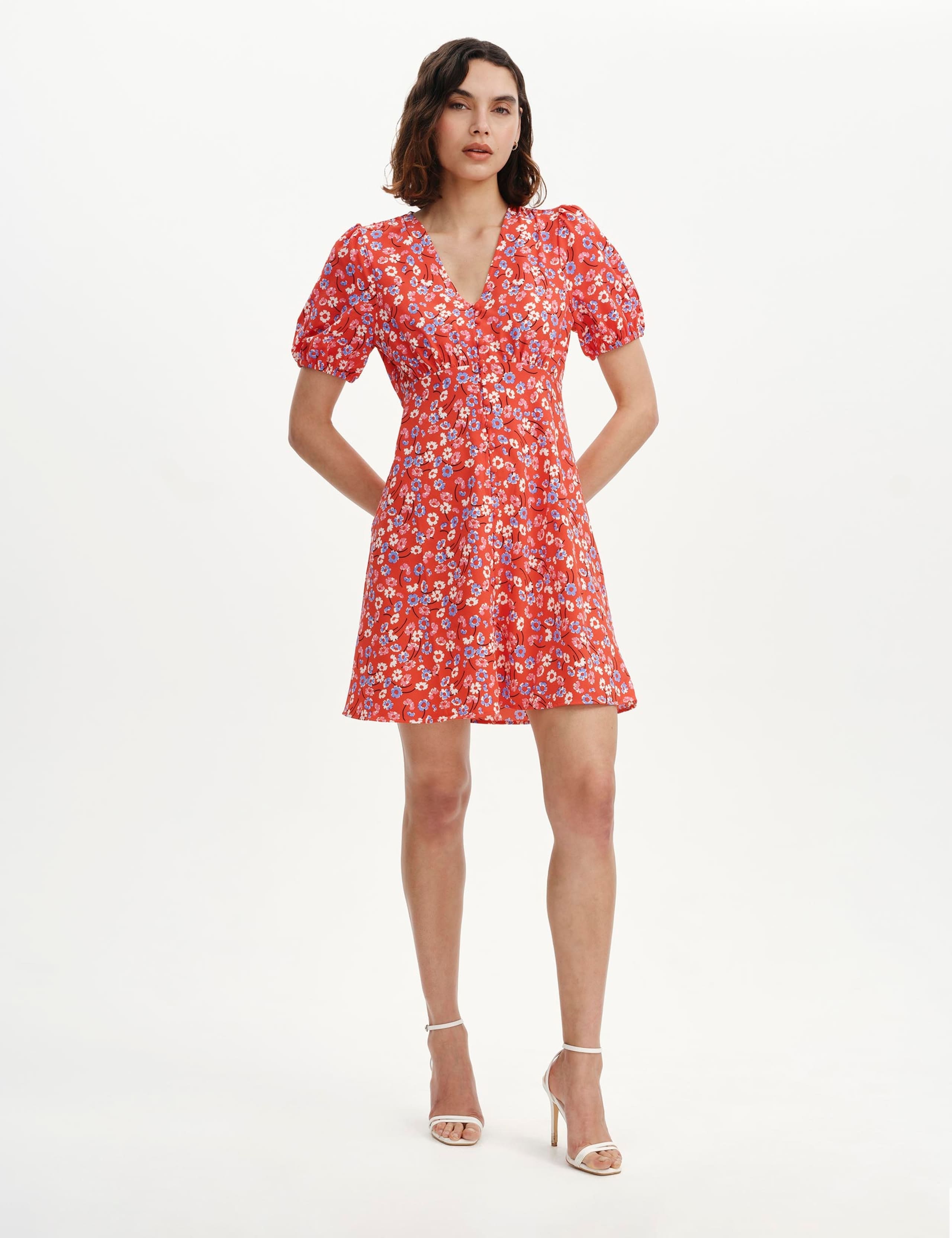 Floral V-Neck Mini Tea Dress 5 of 6