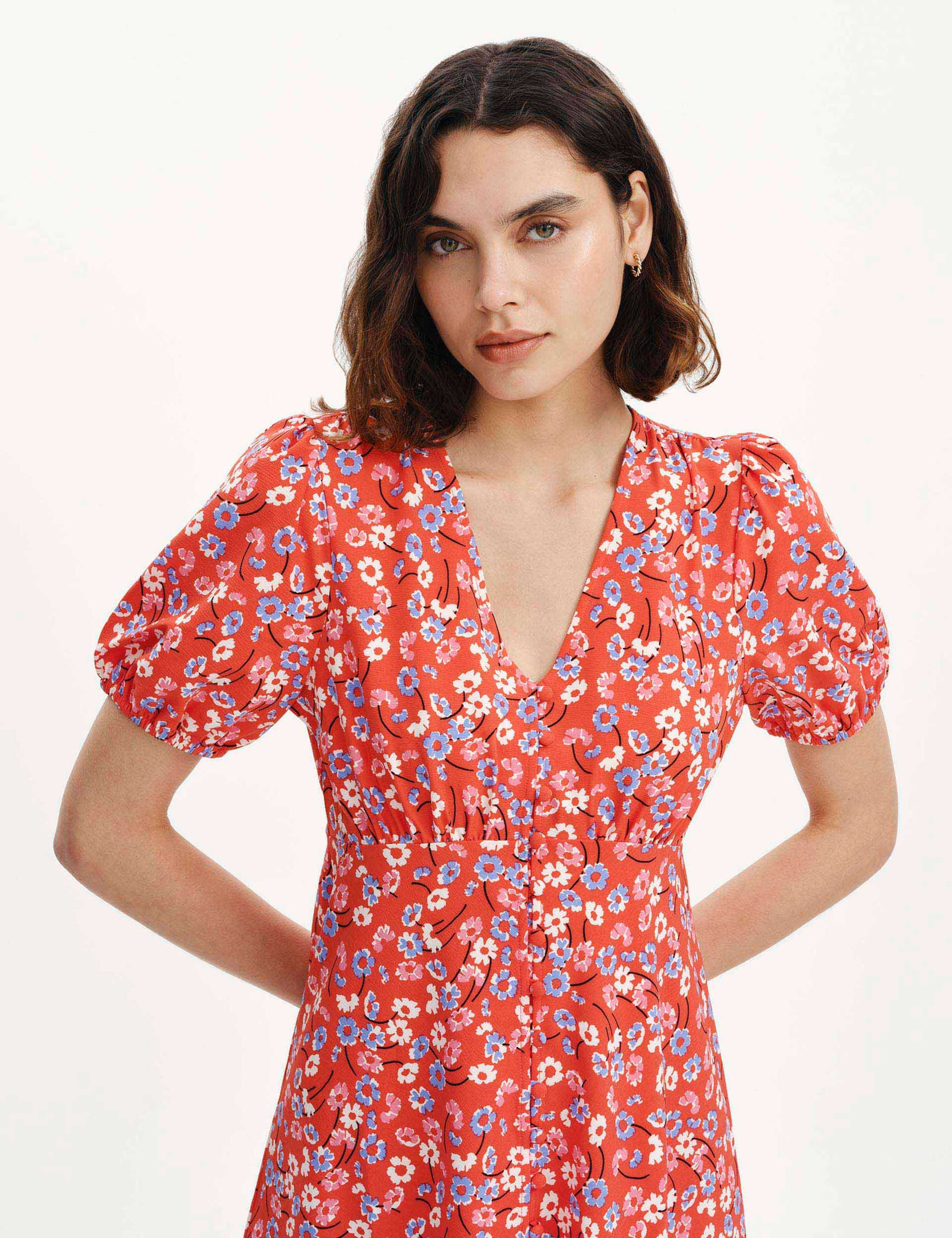 Floral V-Neck Mini Tea Dress 6 of 6