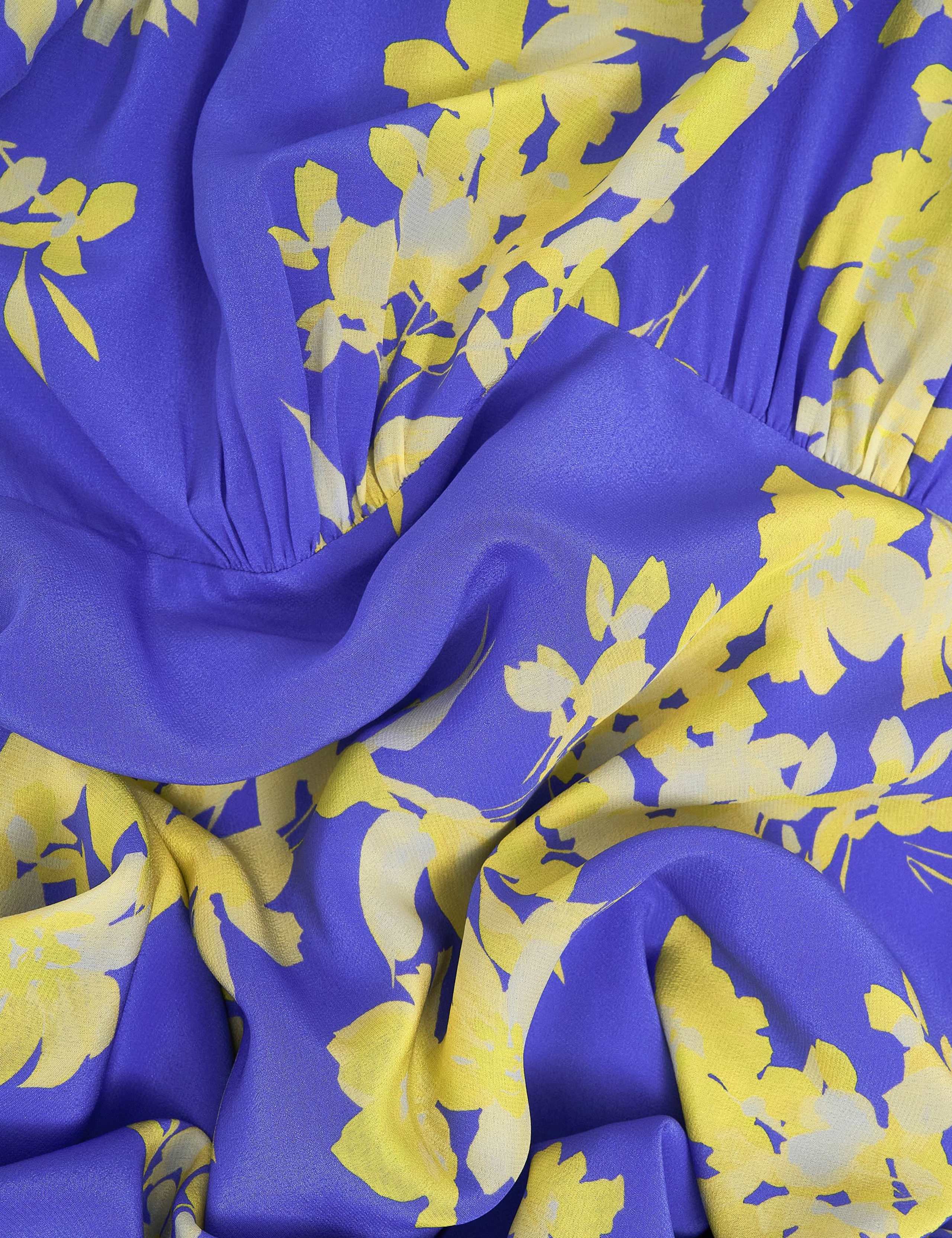 Pure Silk Floral Midi Waisted Dress 7 of 8