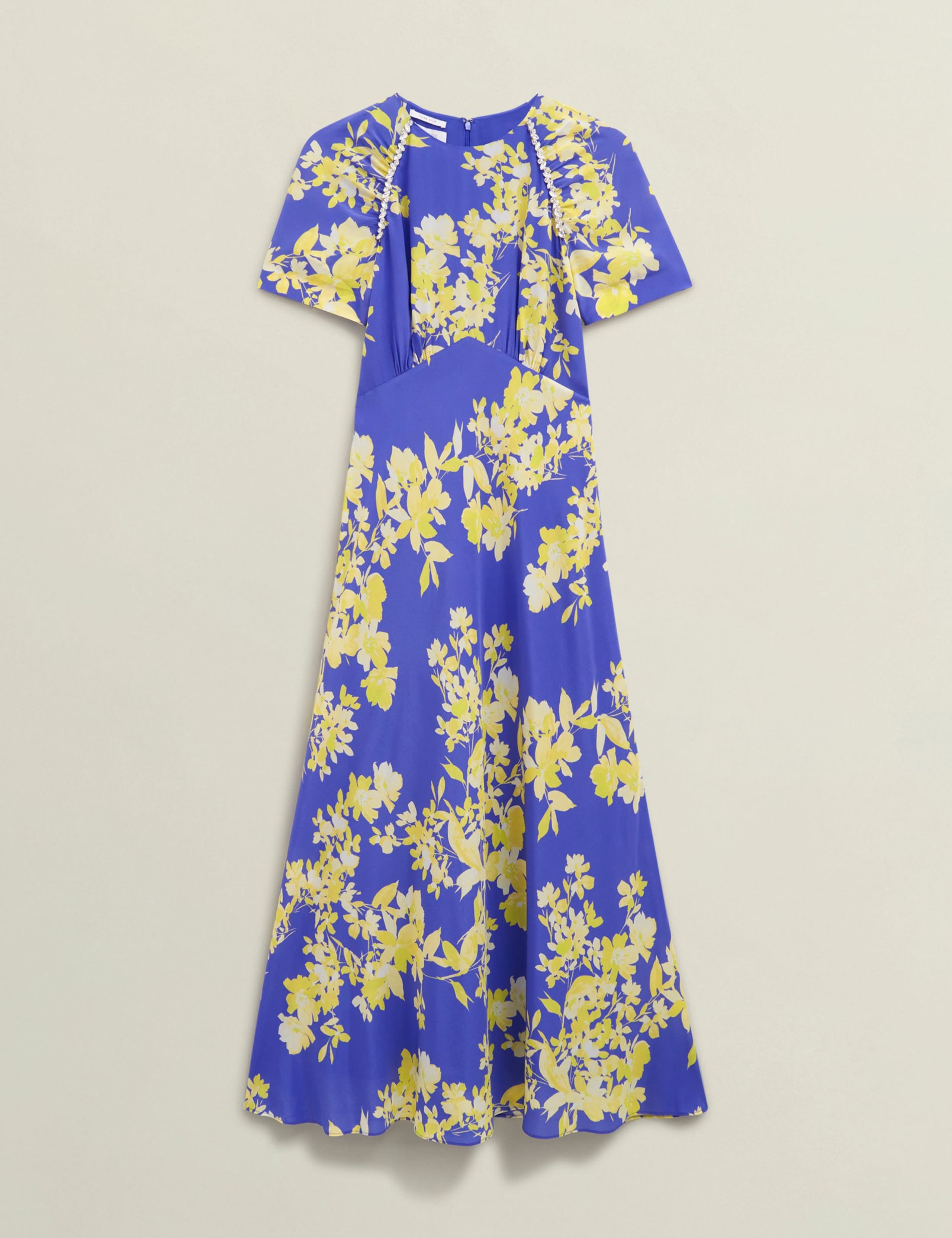 Pure Silk Floral Midi Waisted Dress 2 of 8