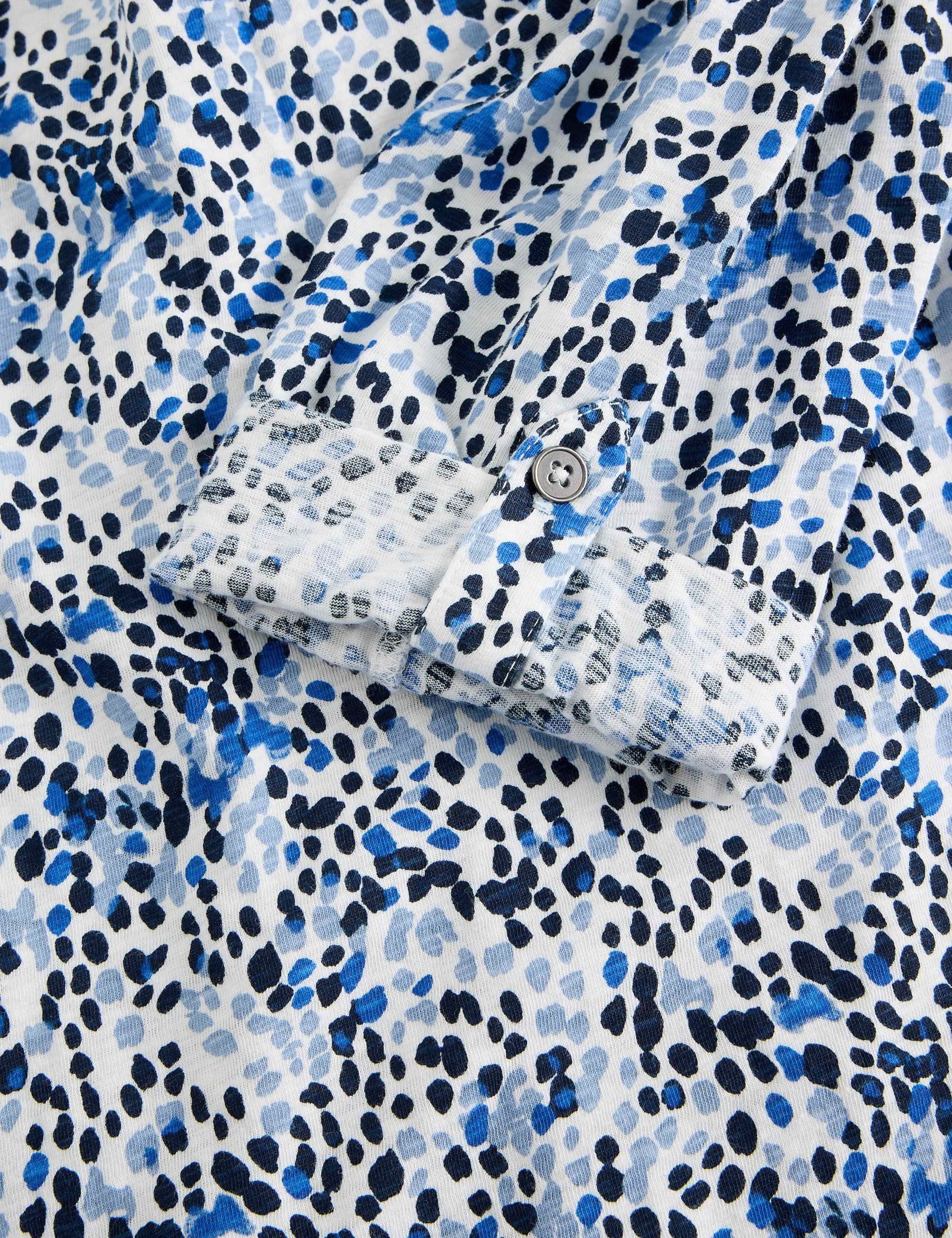 Pure Cotton Printed V-Neck Longline Shirt 5 of 6