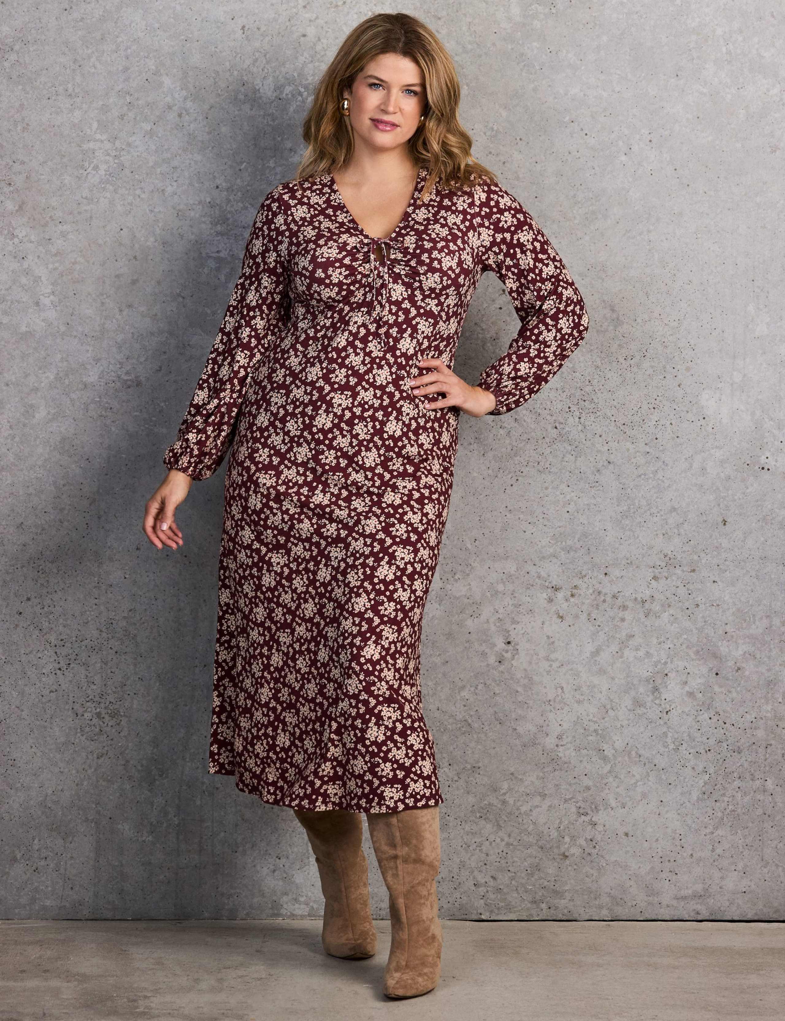Jersey Ditsy Midaxi Waisted Dress 1 of 7