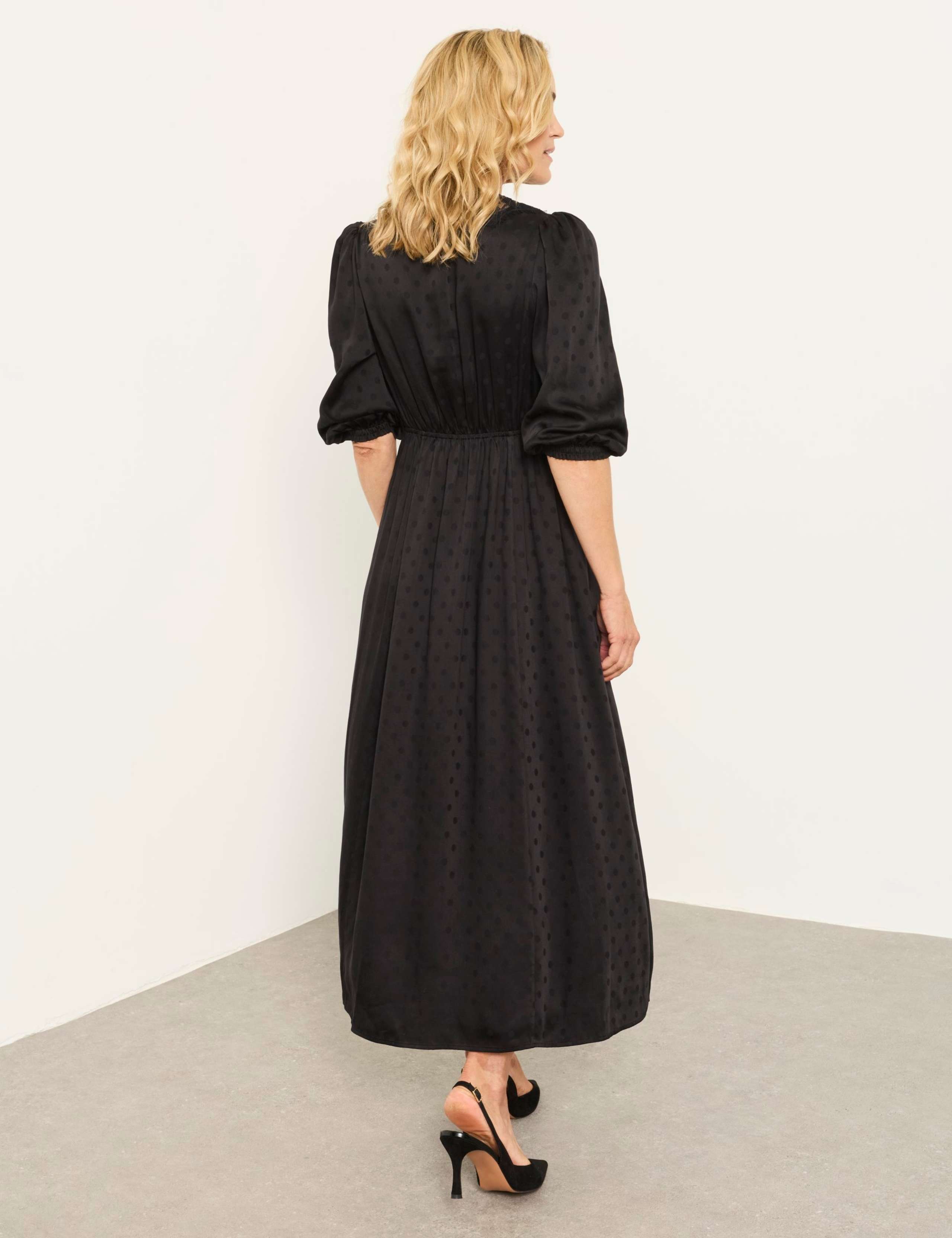 Jacquard V Neck Lace Insert Midi Tea Dress 3 of 5