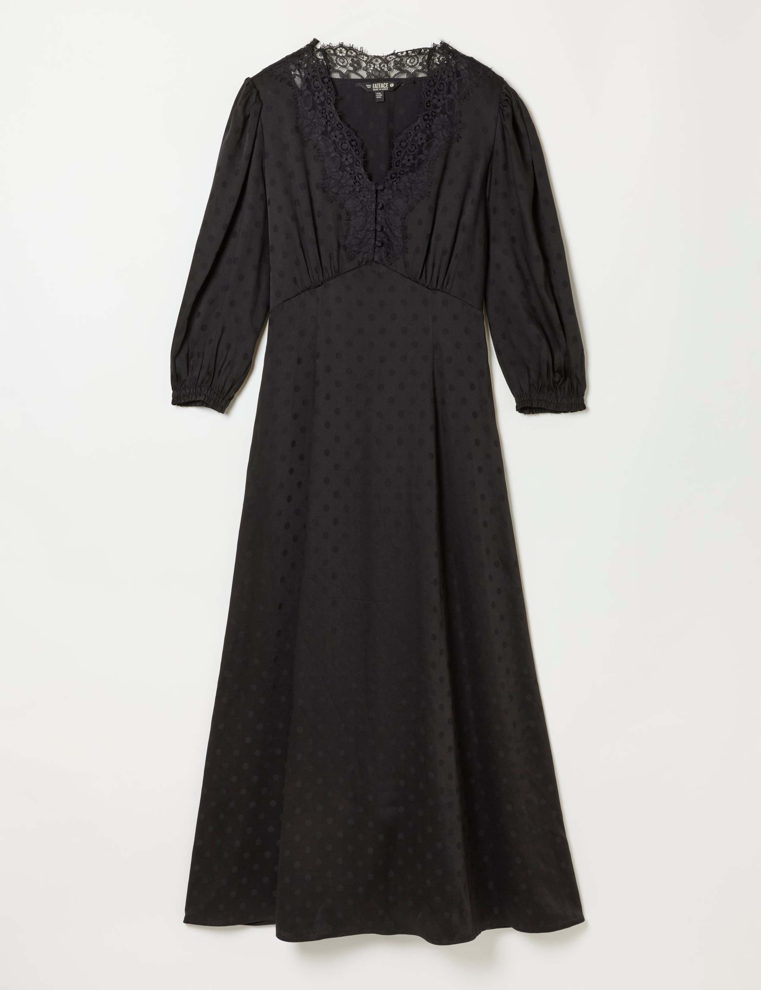 Jacquard V Neck Lace Insert Midi Tea Dress 2 of 5