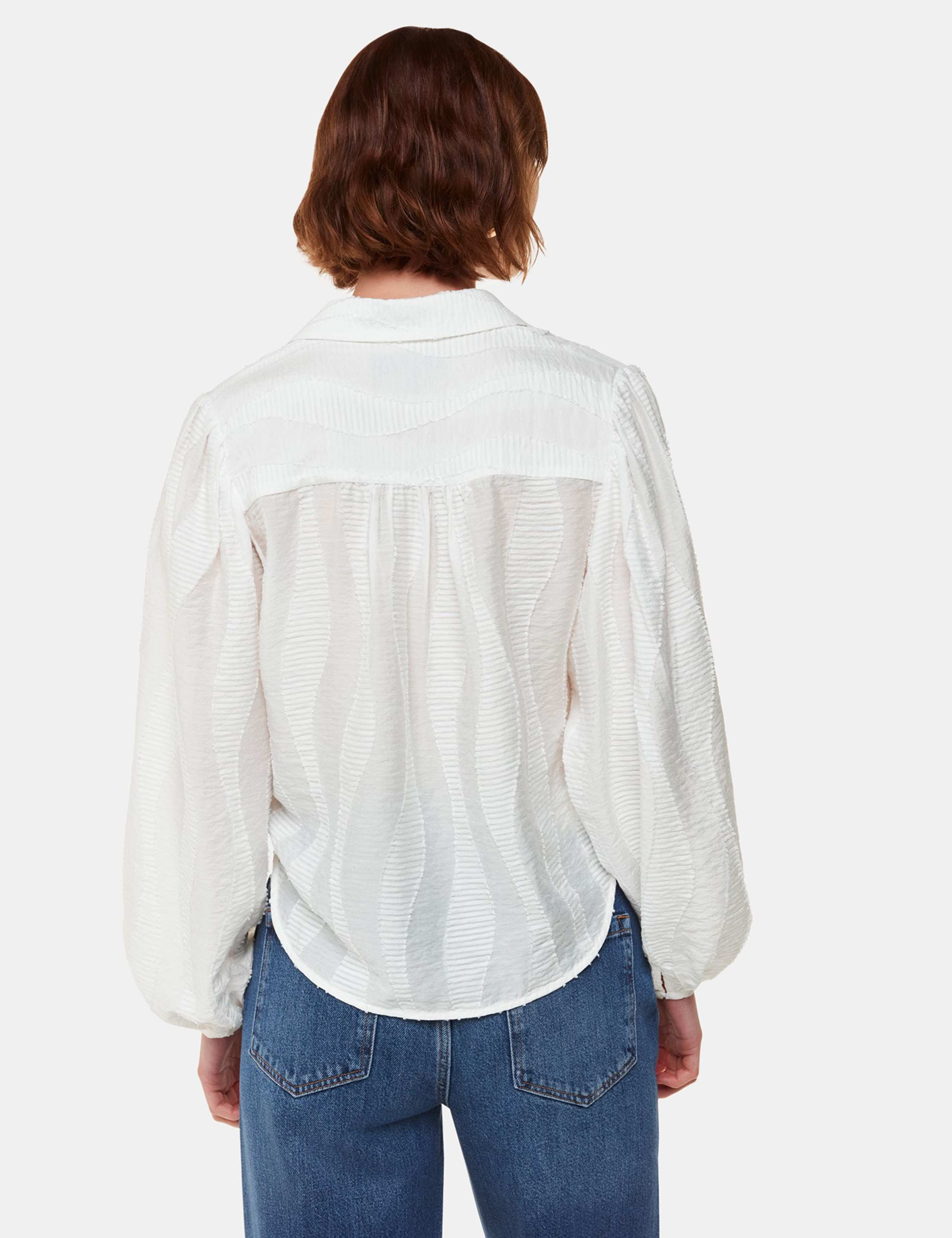 Textured Collared Blouson Sleeve Shirt 3 of 4