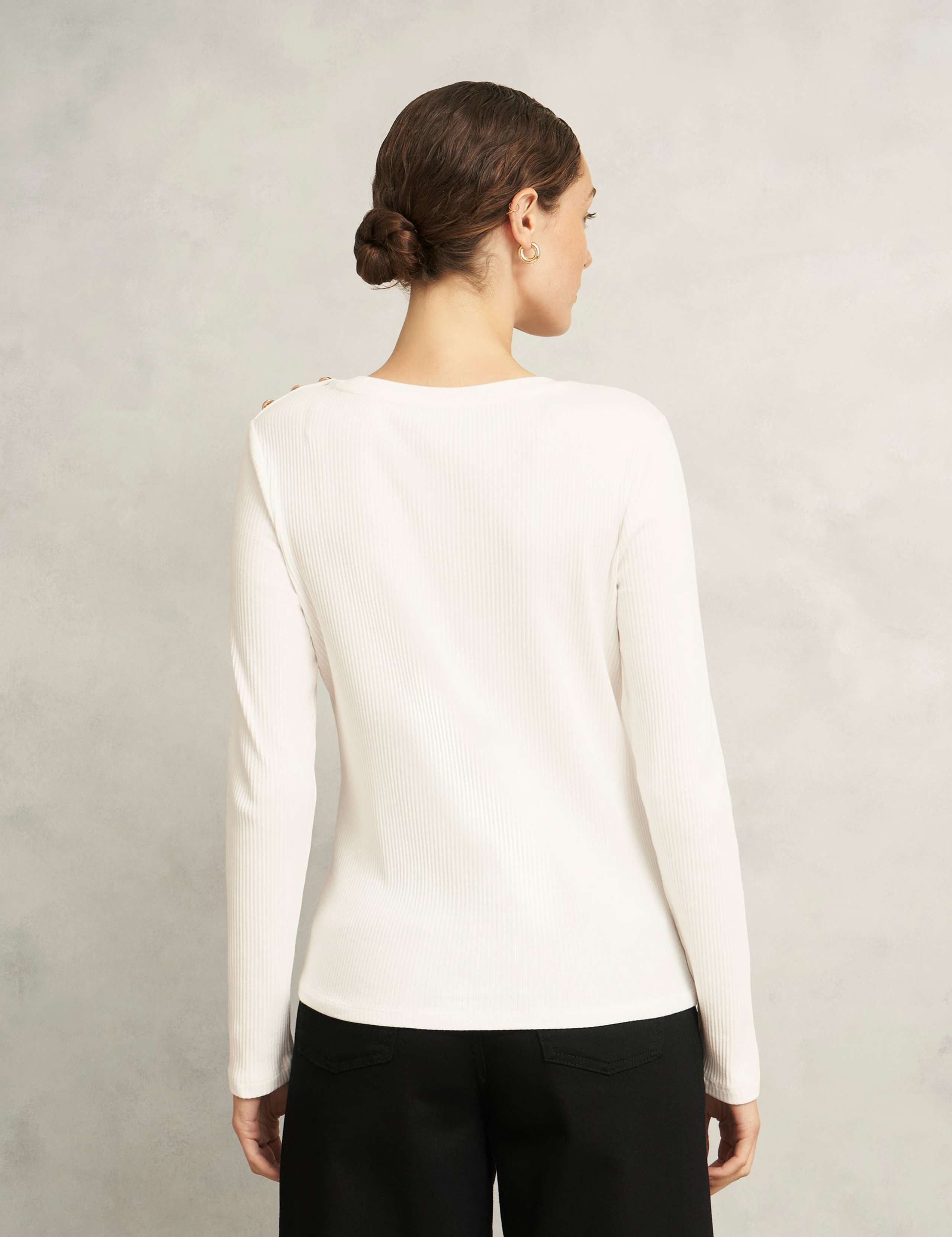Cotton Rich Textured Button Detail Top 3 of 5