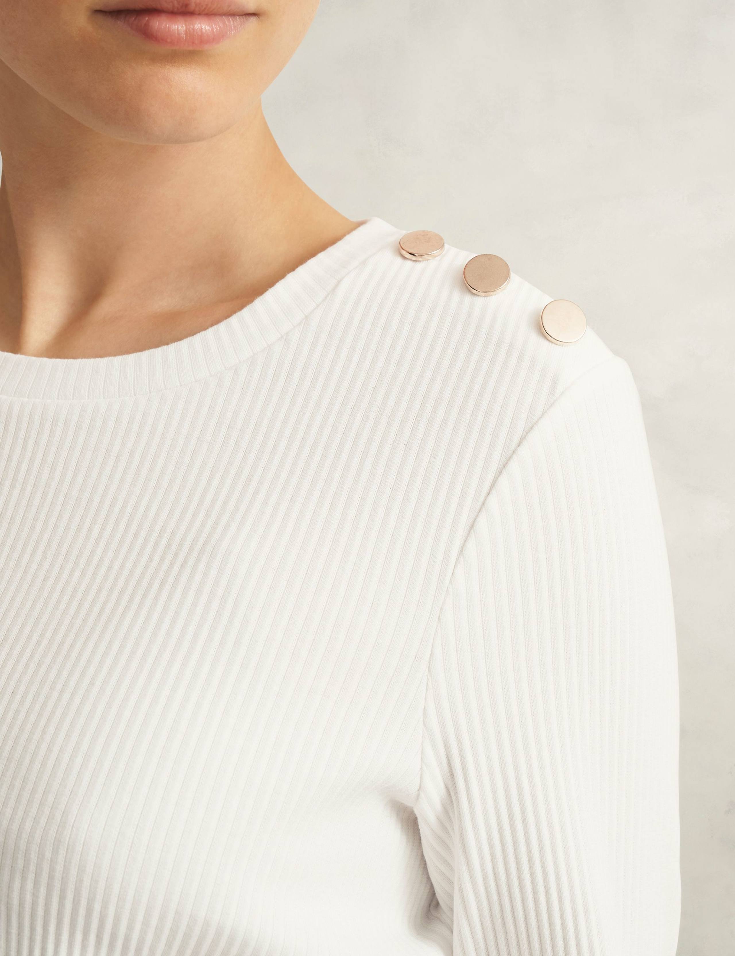 Cotton Rich Textured Button Detail Top 5 of 5
