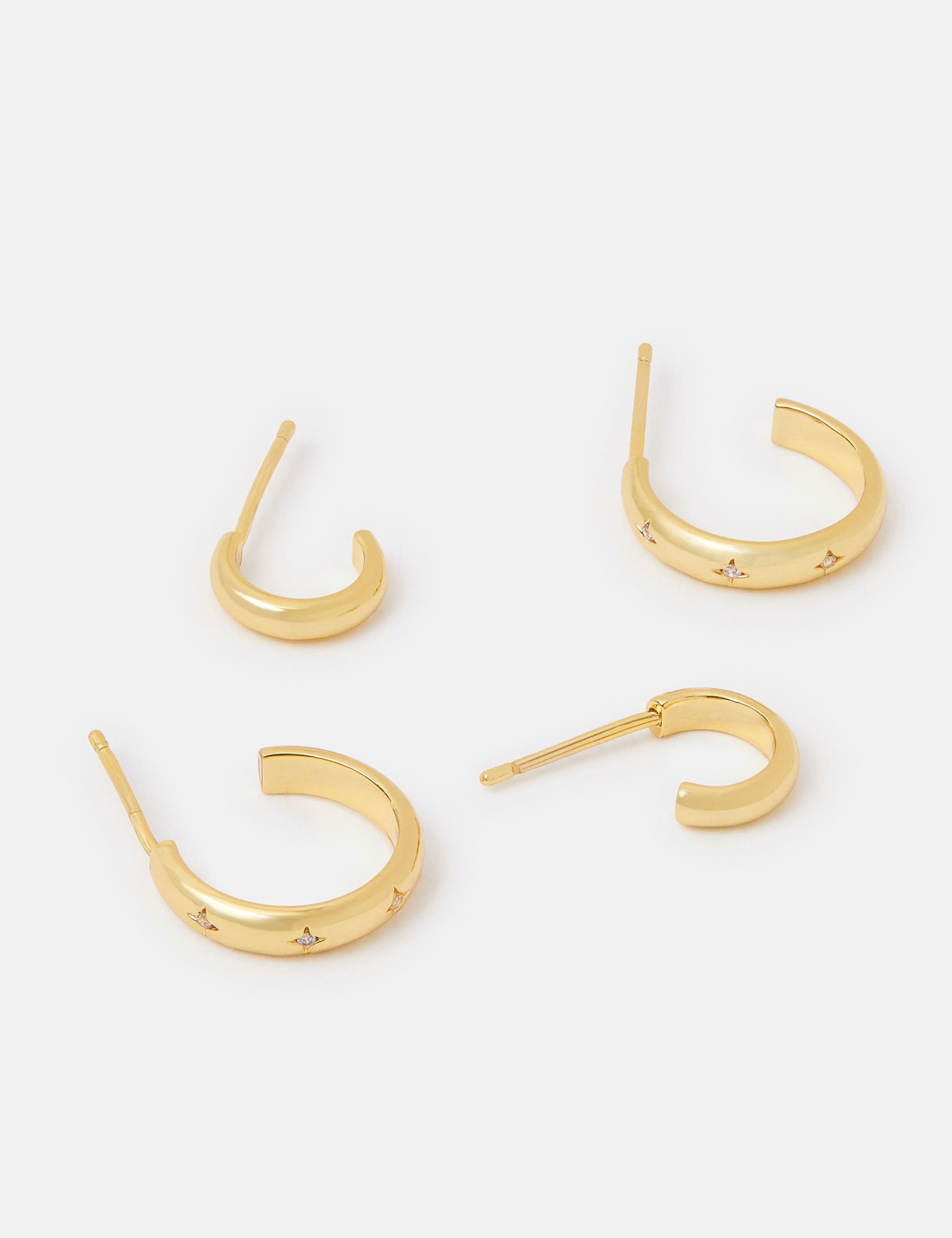 2 Pack 14ct Gold Plated Star Hoop Earrings 2 of 2