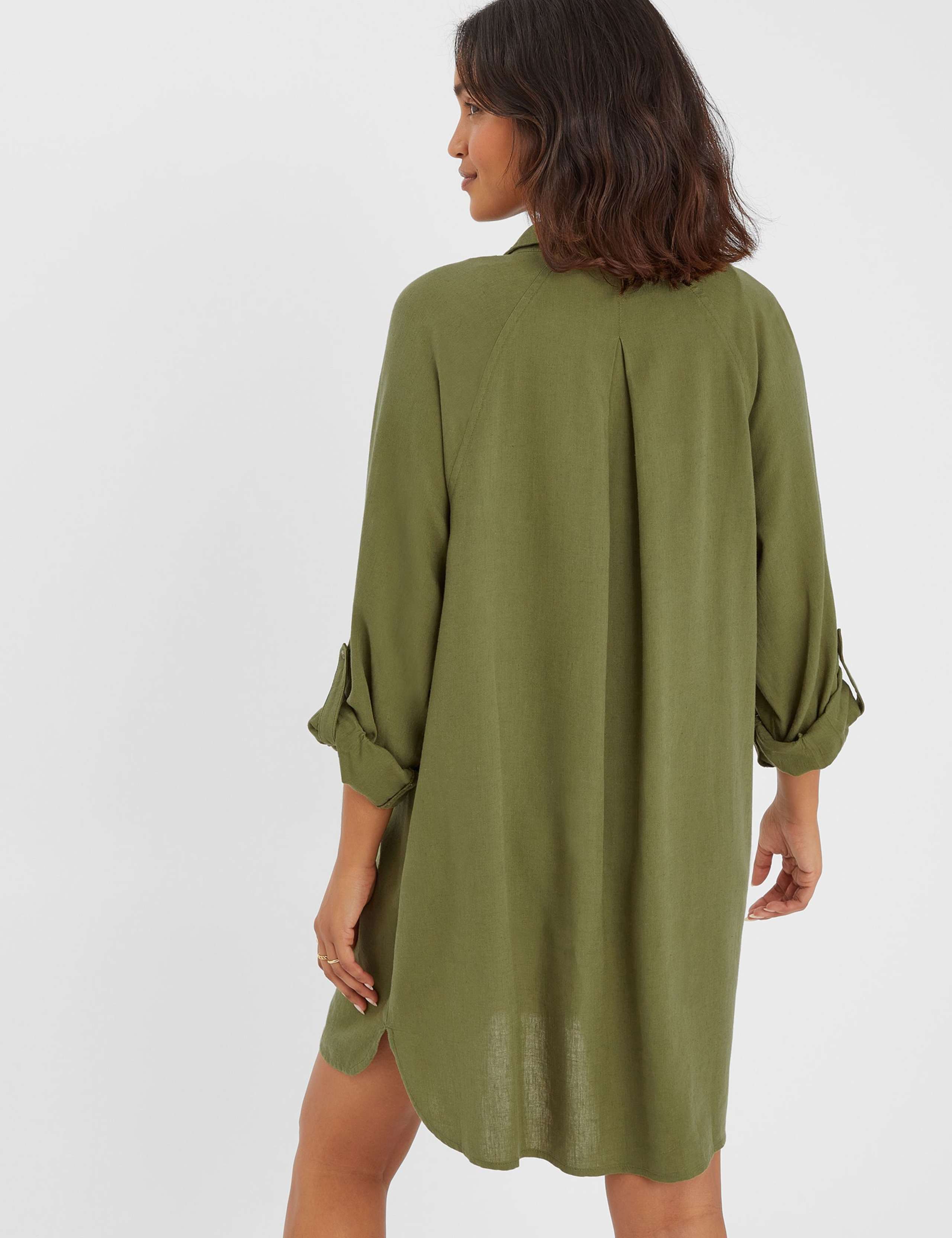 Longline Beach Cover Up Shirt with Linen 3 of 3