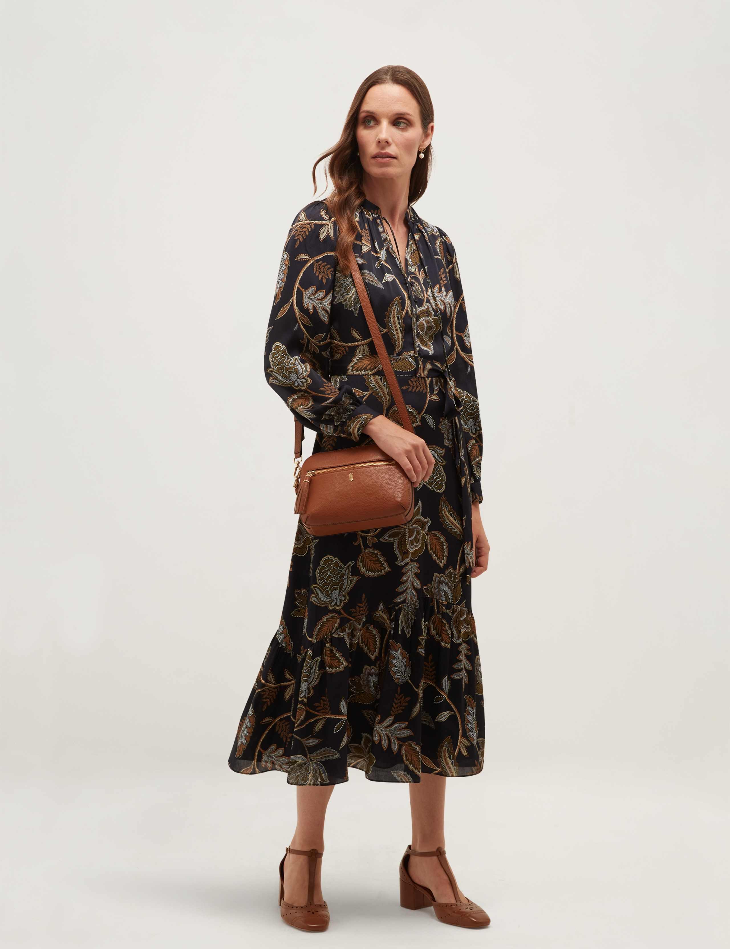 Paisley Tie Neck Knee Length Skater Dress 3 of 5