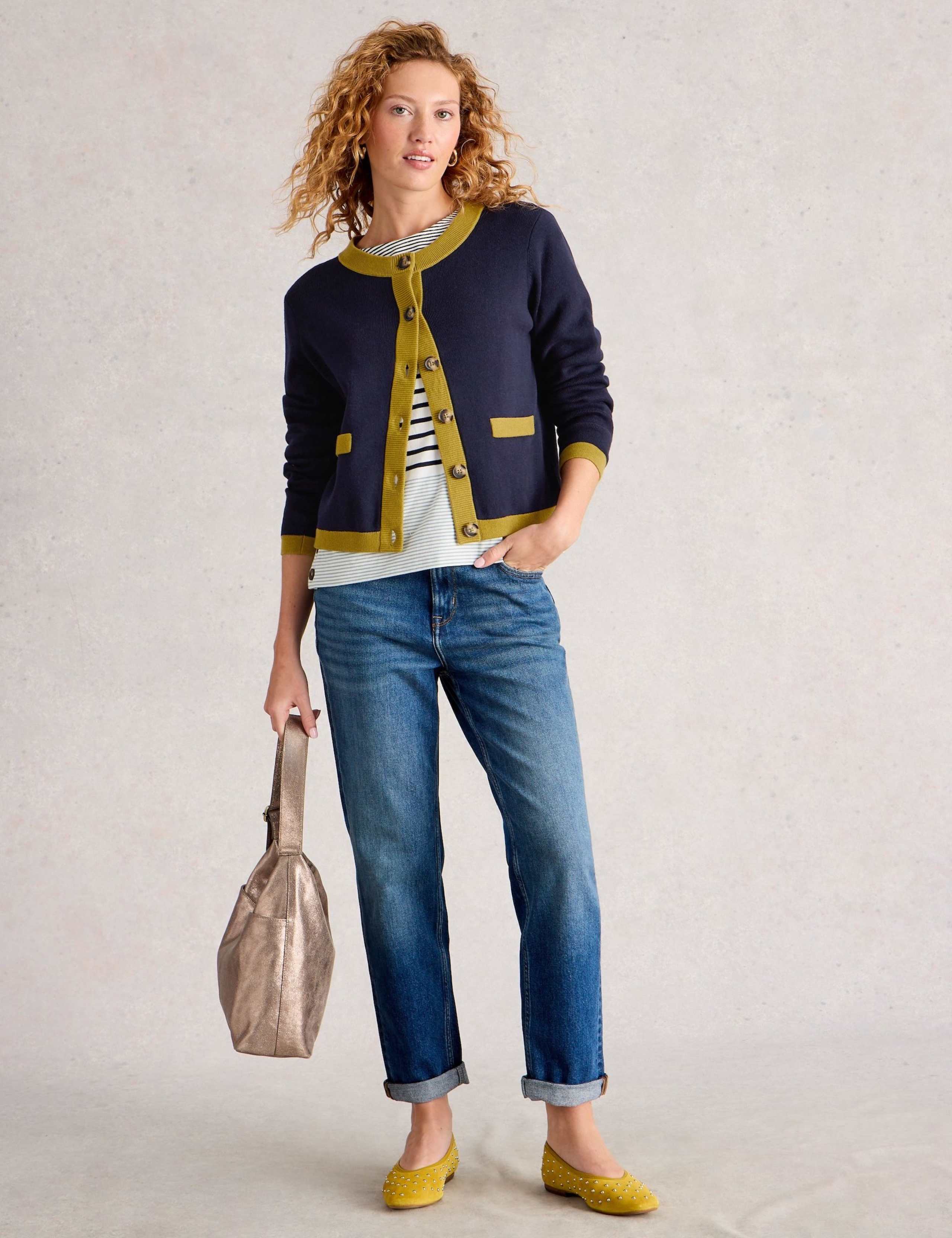 Pure Cotton Textured Crew Neck Cardigan 1 of 6