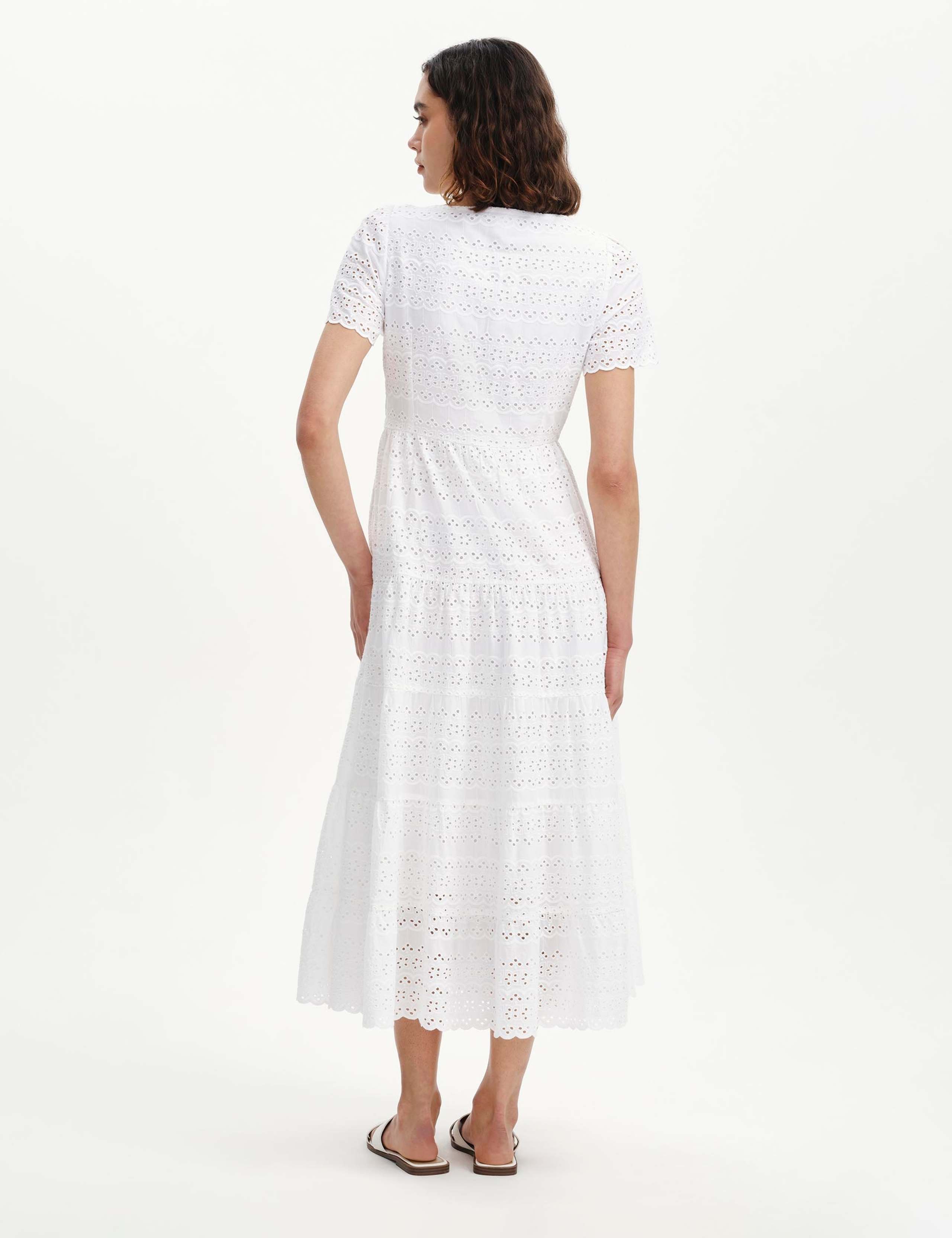 Pure Cotton Broderie Midi Waisted Dress 2 of 6