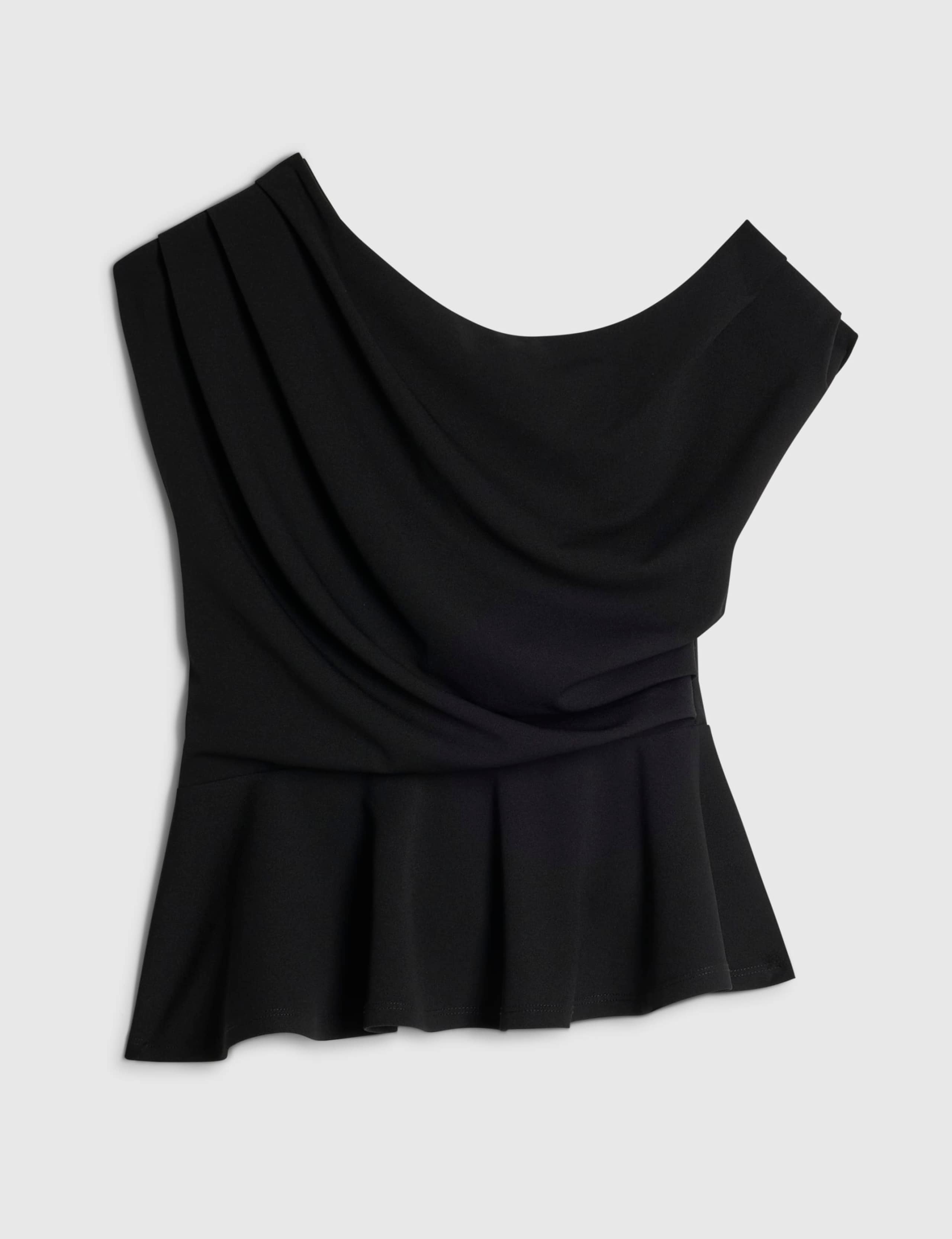 Draped Crew Neck Peplum Top 5 of 6